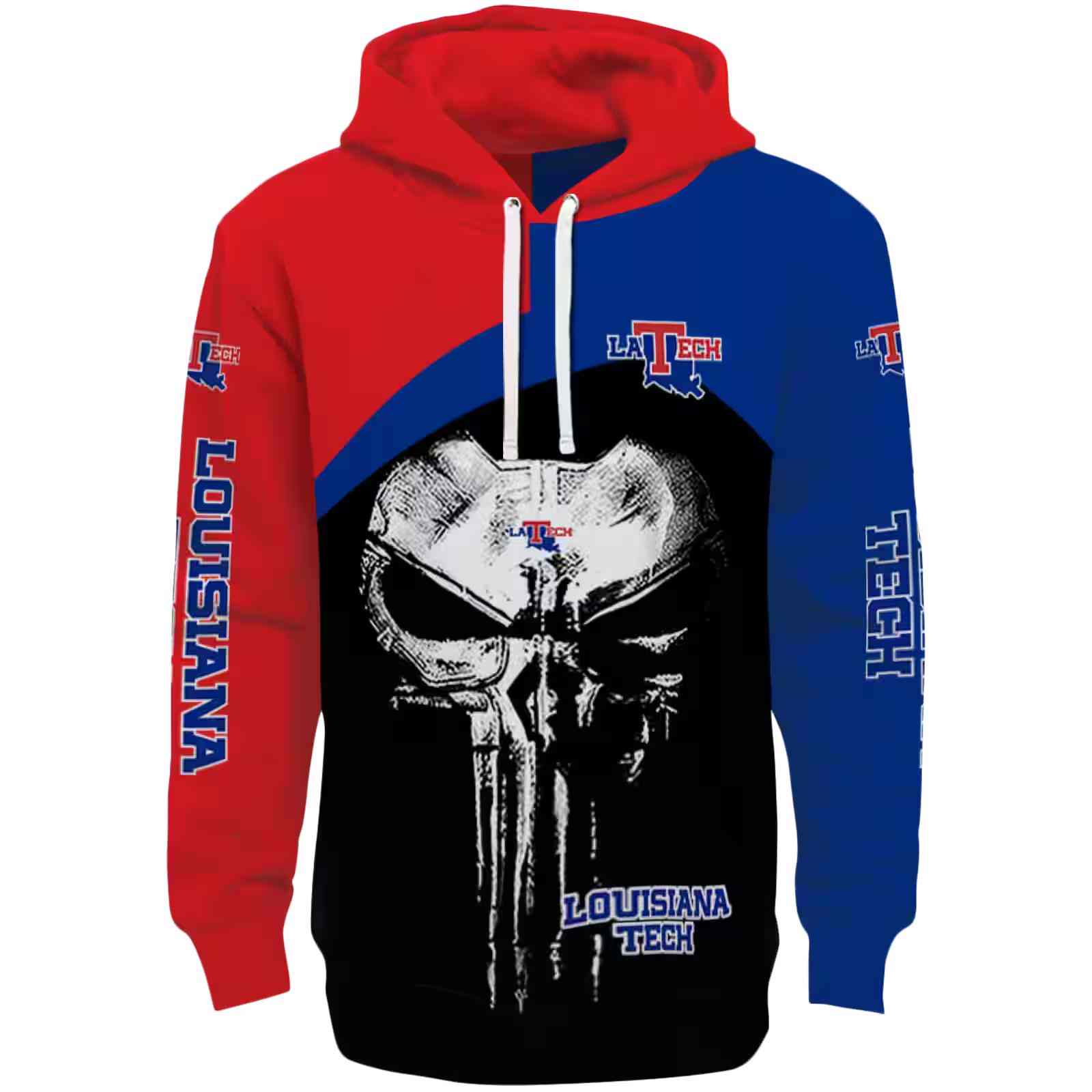LA Tech Skull Punisher Red Black Hoodie