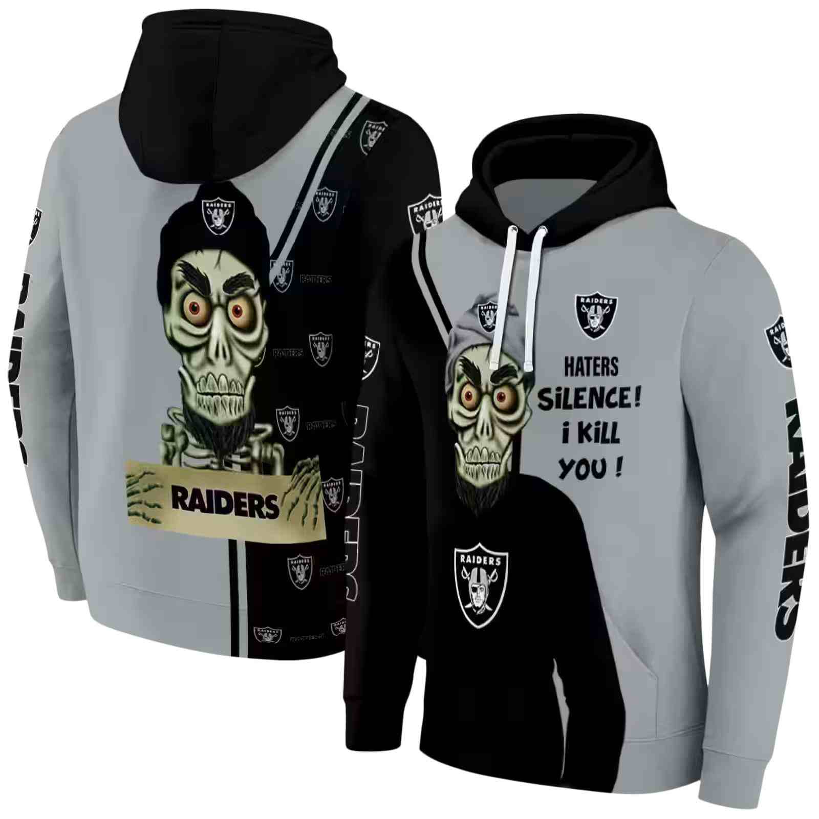 las vegas raiders achmed skull black hoodie fashion forward