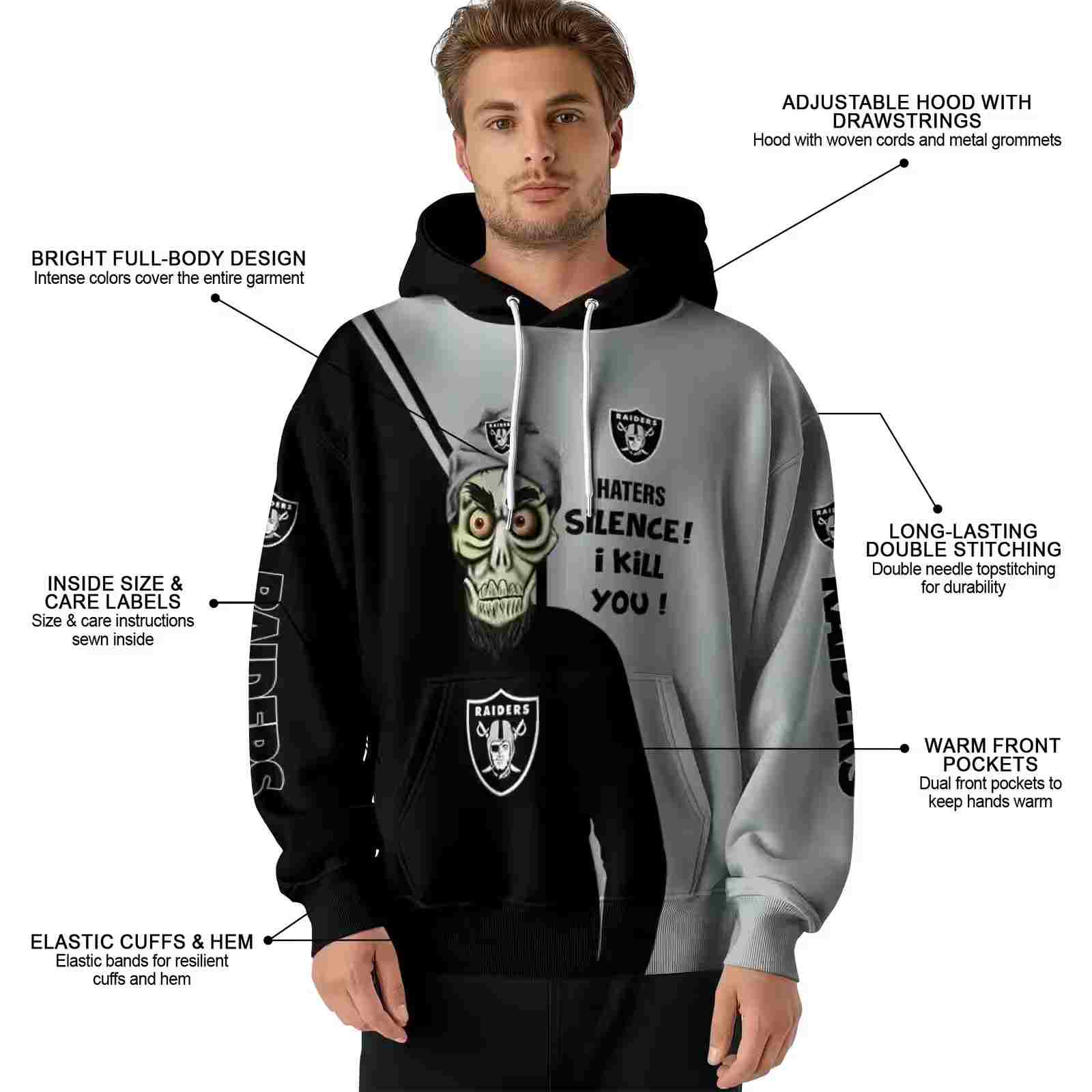 las vegas raiders achmed skull black hoodie latest model