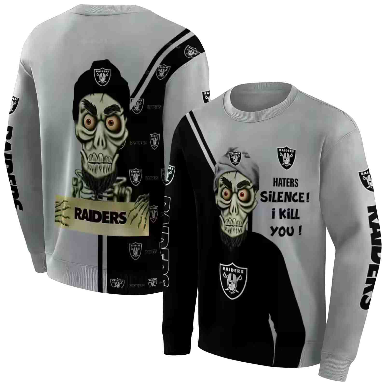 las vegas raiders achmed skull black hoodie premium grade