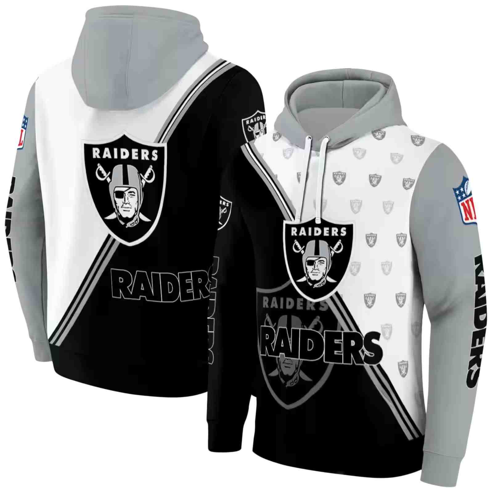 las vegas raiders diagonal stripe black white hoodie fashion forward