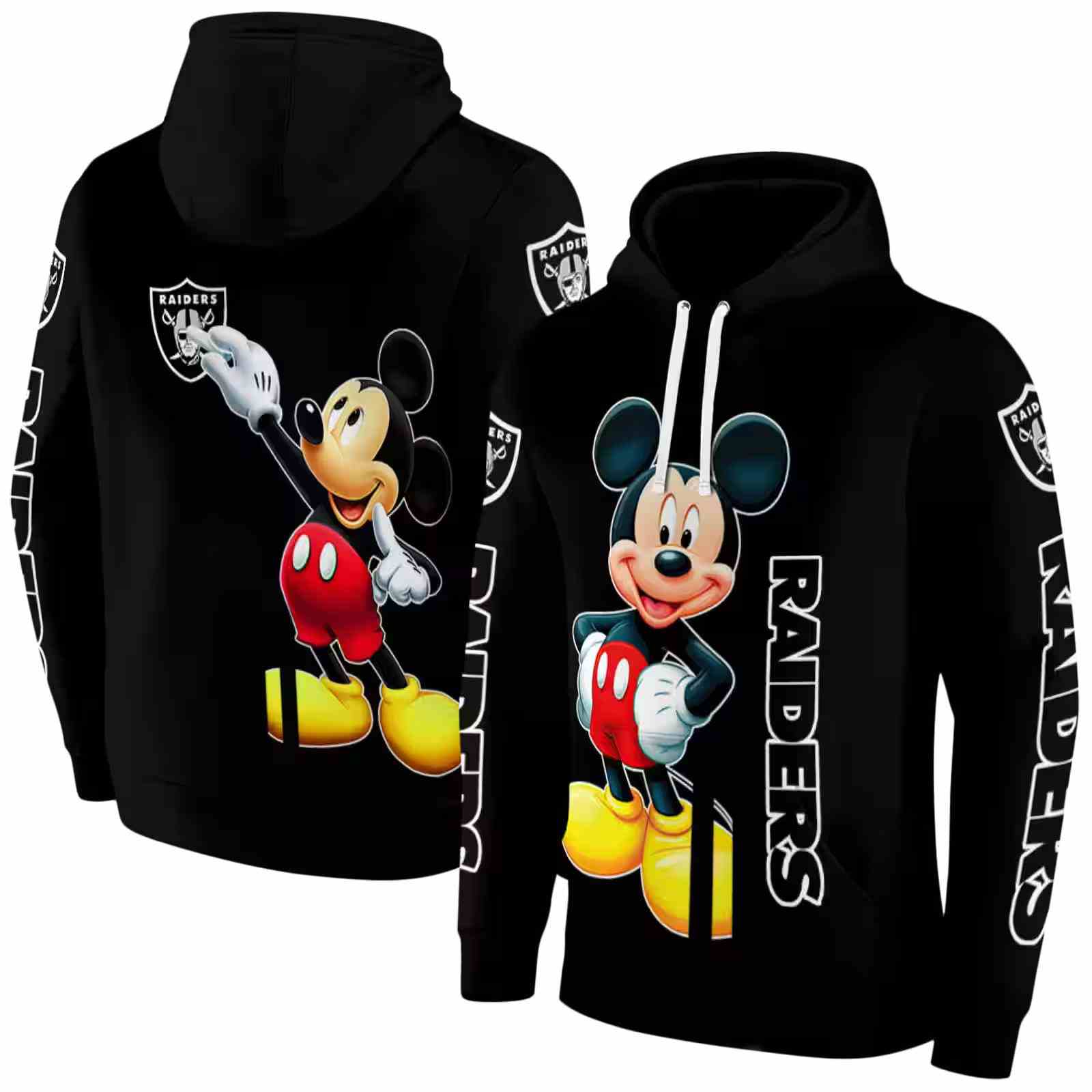 las vegas raiders mickey mouse black hoodie fashion forward