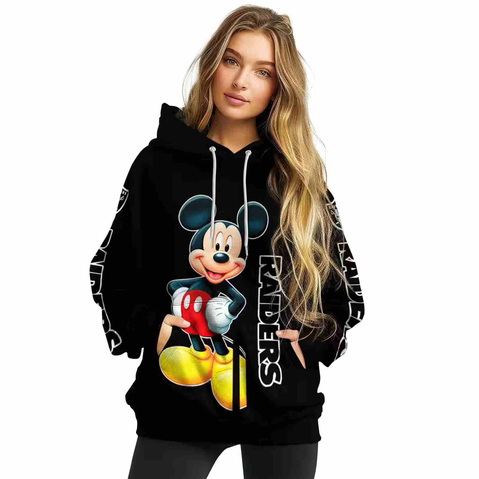 las vegas raiders mickey mouse black hoodie high quality