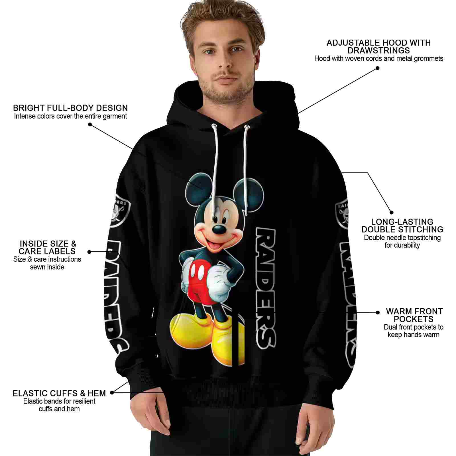 las vegas raiders mickey mouse black hoodie latest model