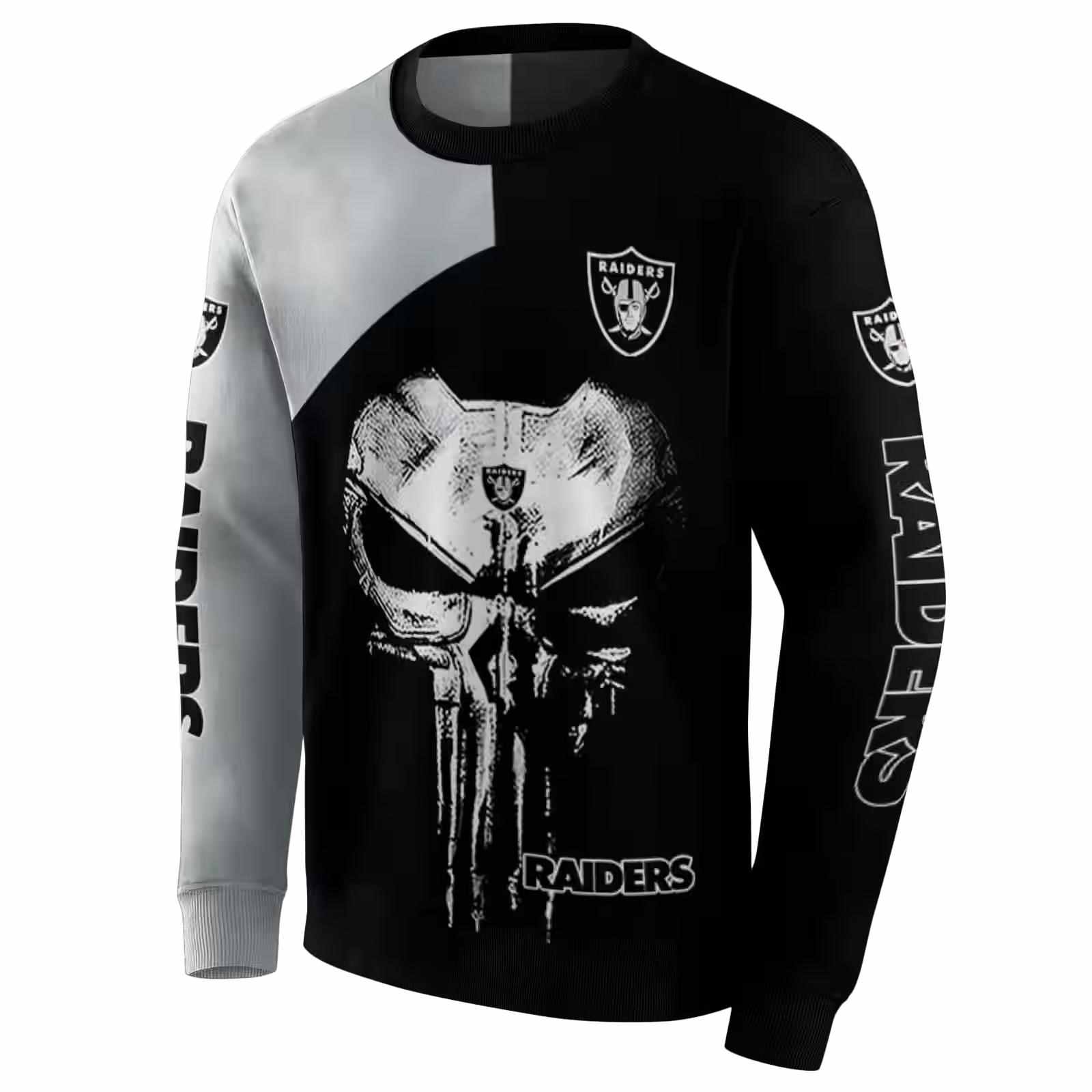 las vegas raiders skull punisher silver black hoodie new arrival