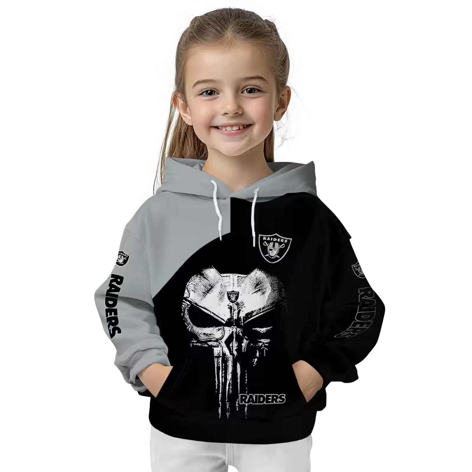 las vegas raiders skull punisher silver black hoodie top rated