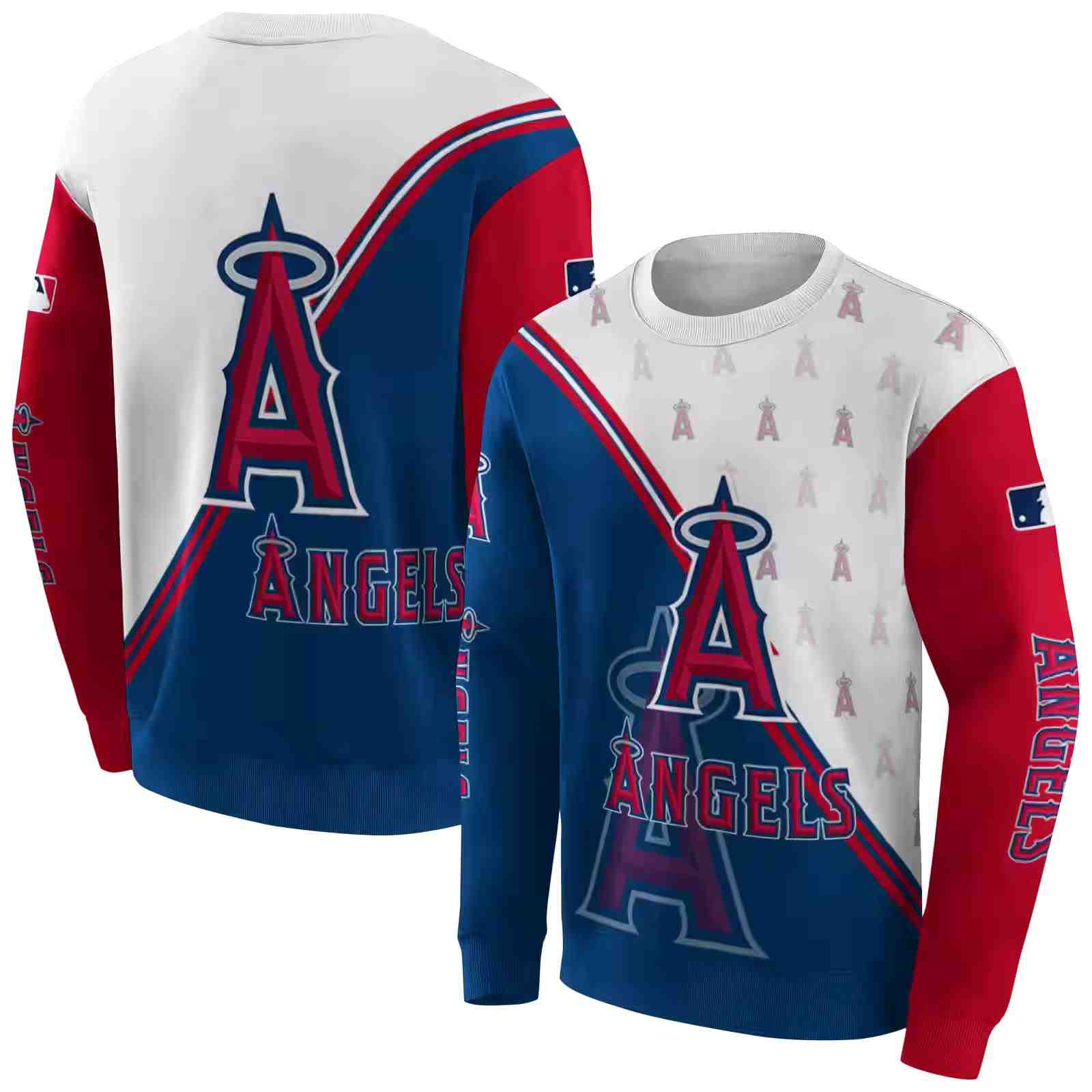 los angeles angels diagonal stripe blue white hoodie premium grade