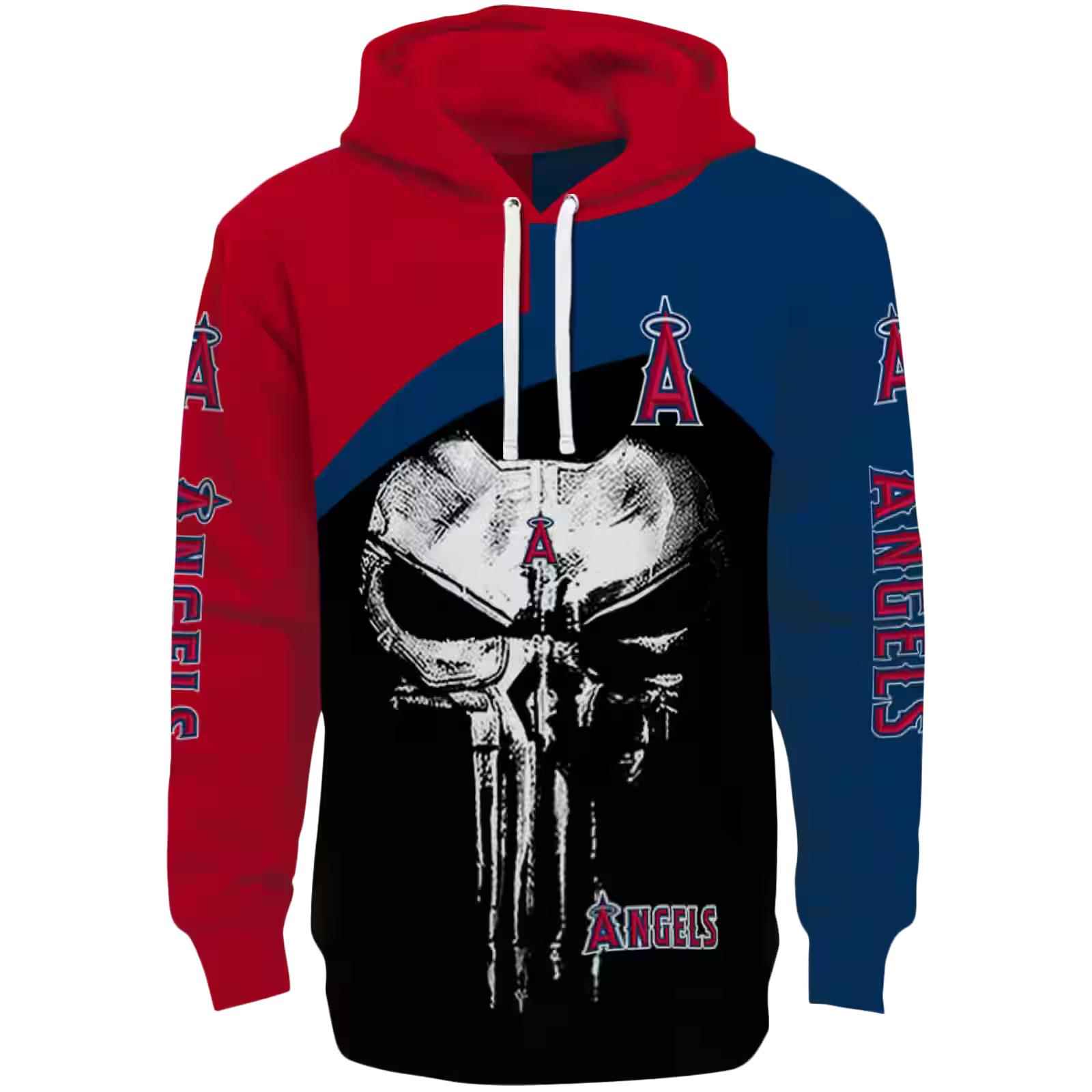 Los Angeles Angels Skull Punisher Red Black Hoodie