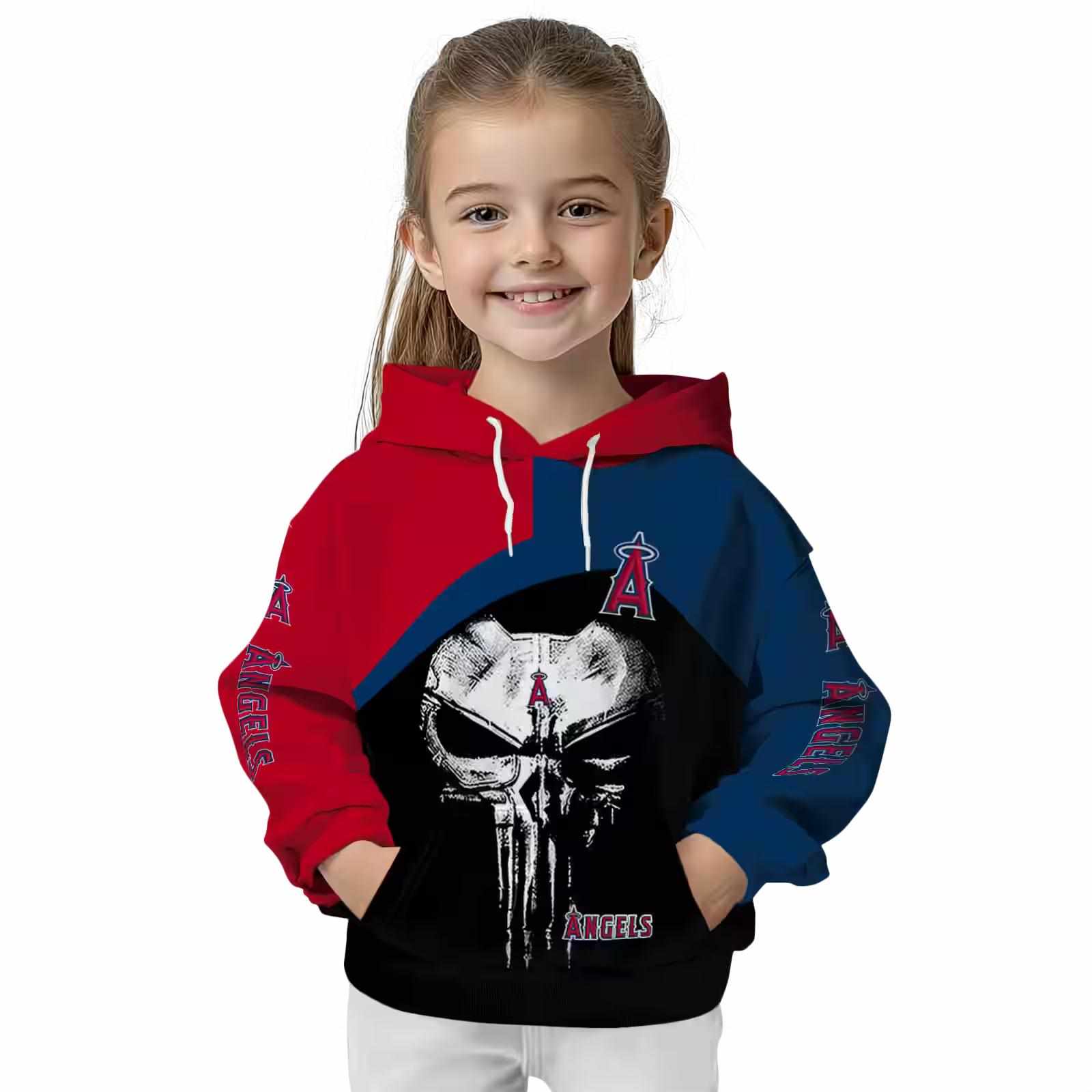 los angeles angels skull punisher red black hoodie top rated