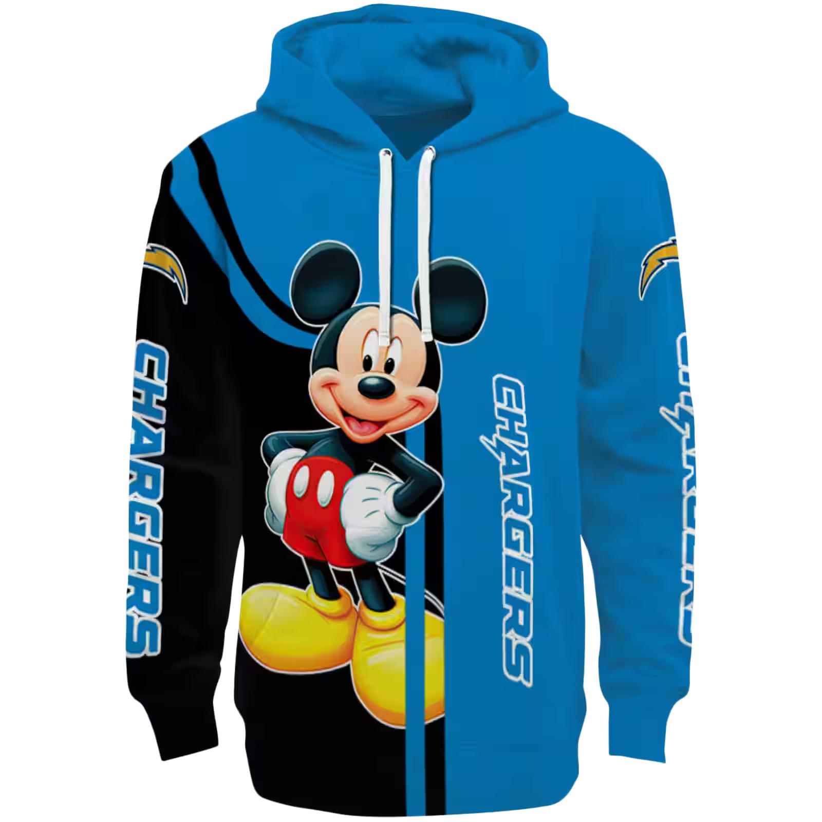 Los Angeles Chargers Mickey Mouse Blue Black Hoodie