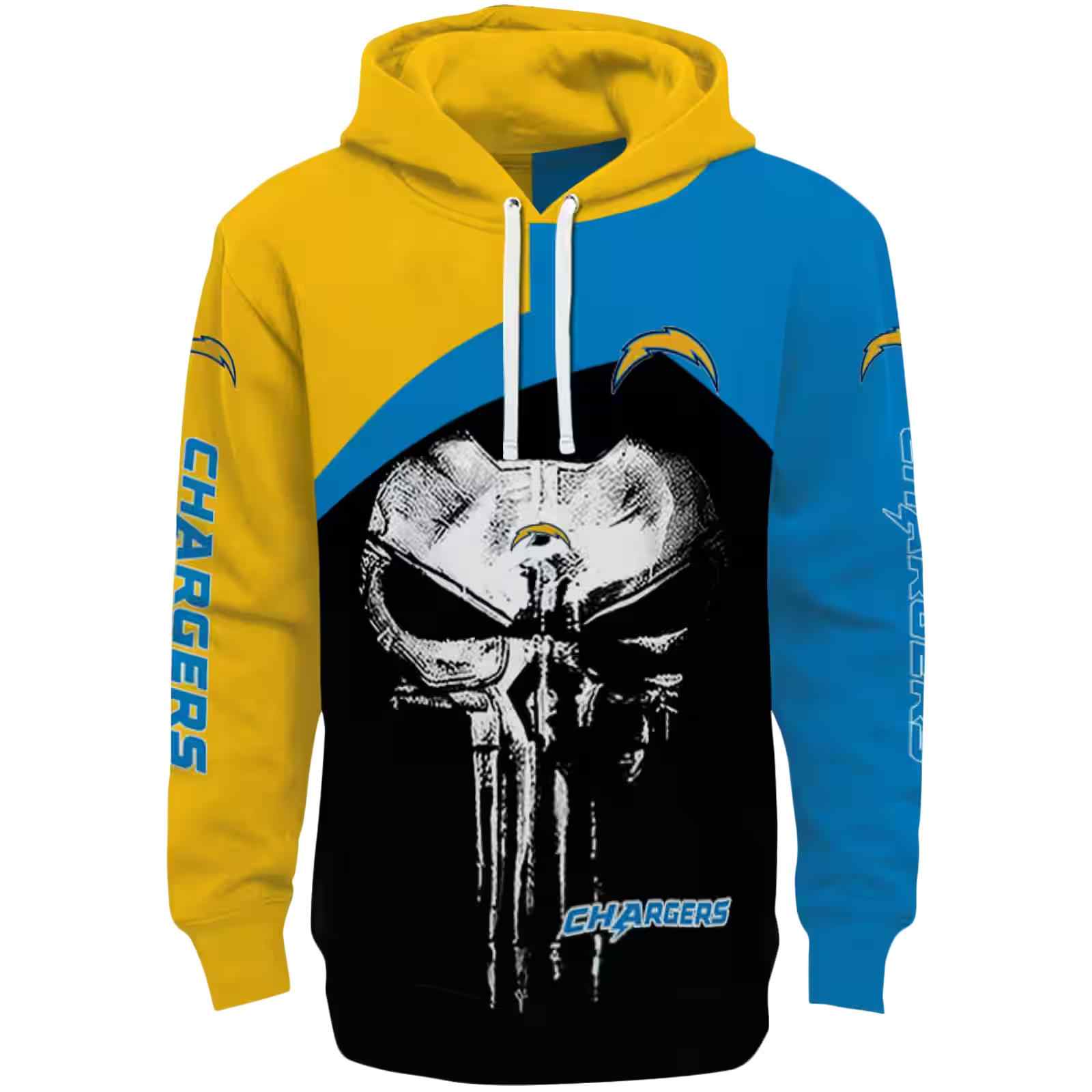 Los Angeles Chargers Skull Punisher Gold Black Hoodie