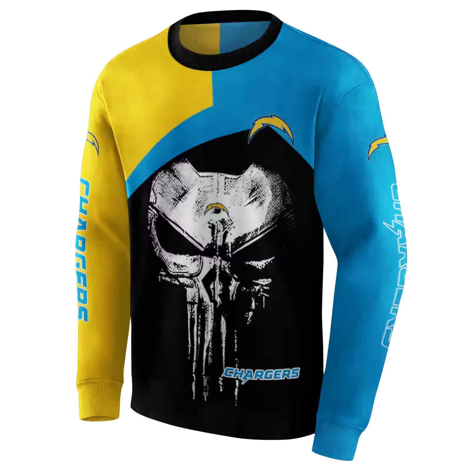 los angeles chargers skull punisher gold black hoodie new arrival