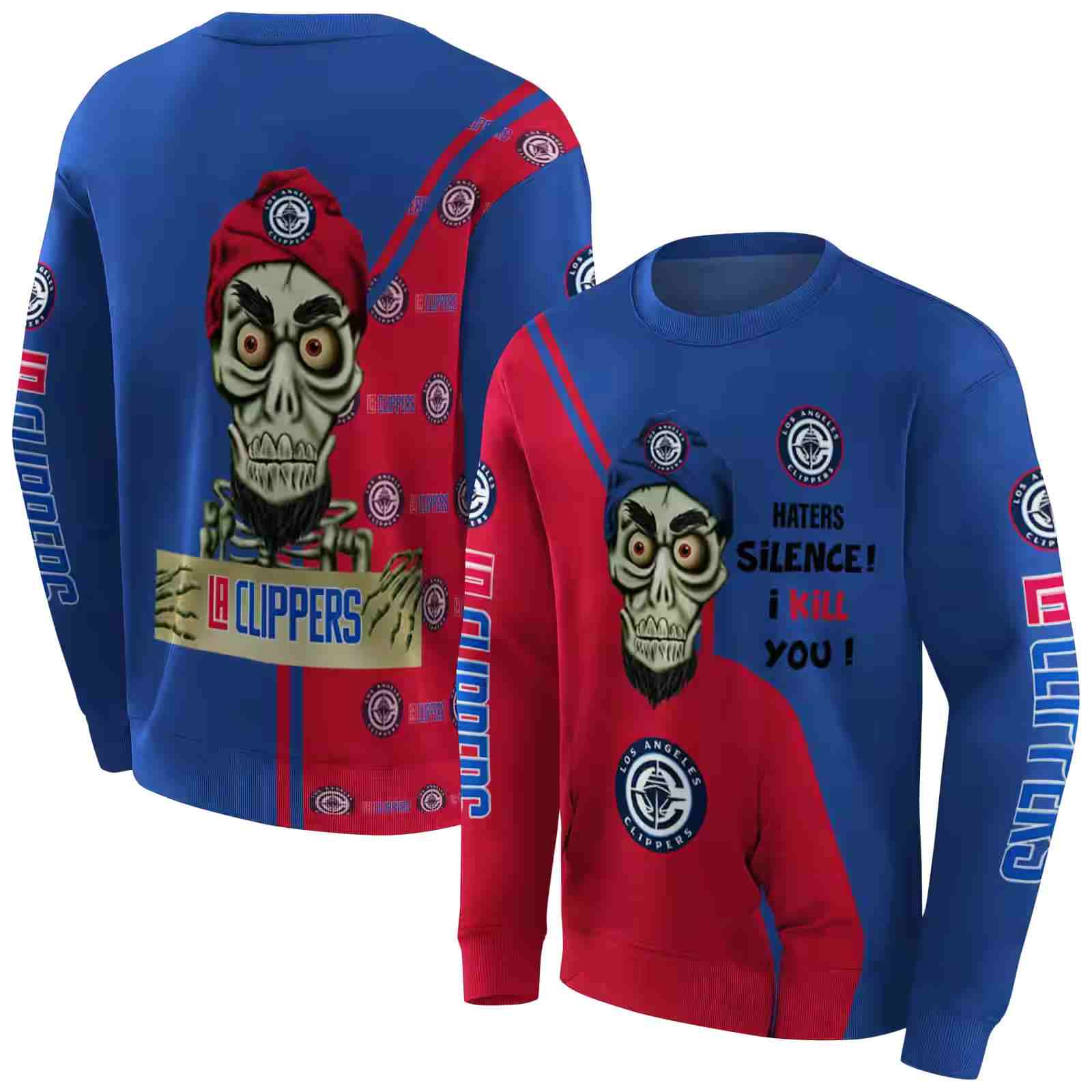 los angeles clippers achmed skull red hoodie premium grade