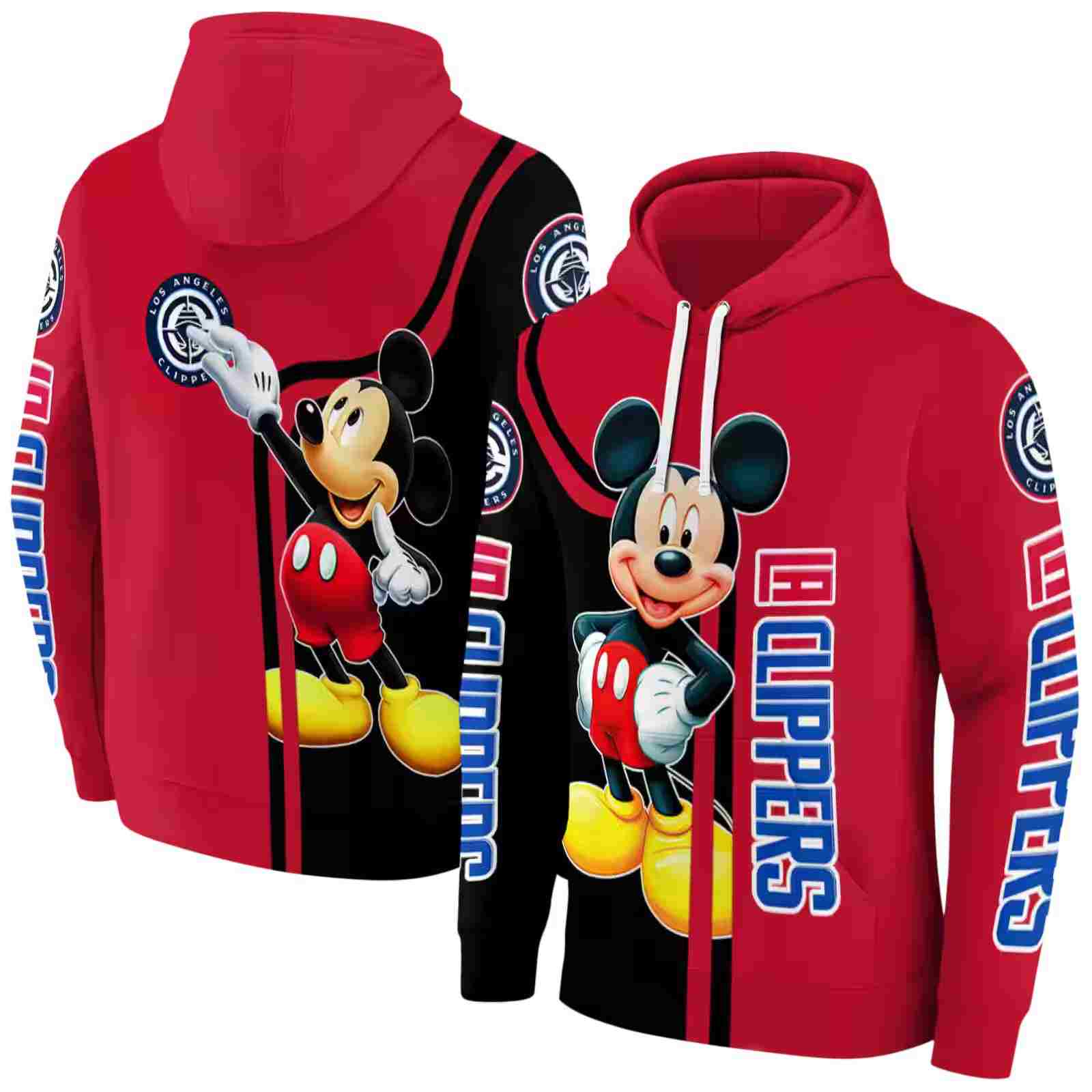 los angeles clippers mickey mouse red black hoodie fashion forward