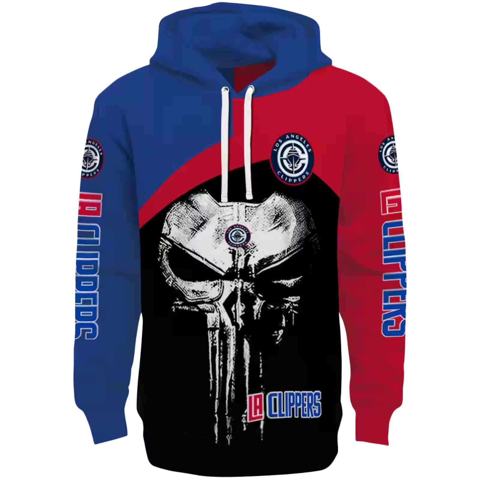 Los Angeles Clippers Skull Punisher Blue Black Hoodie