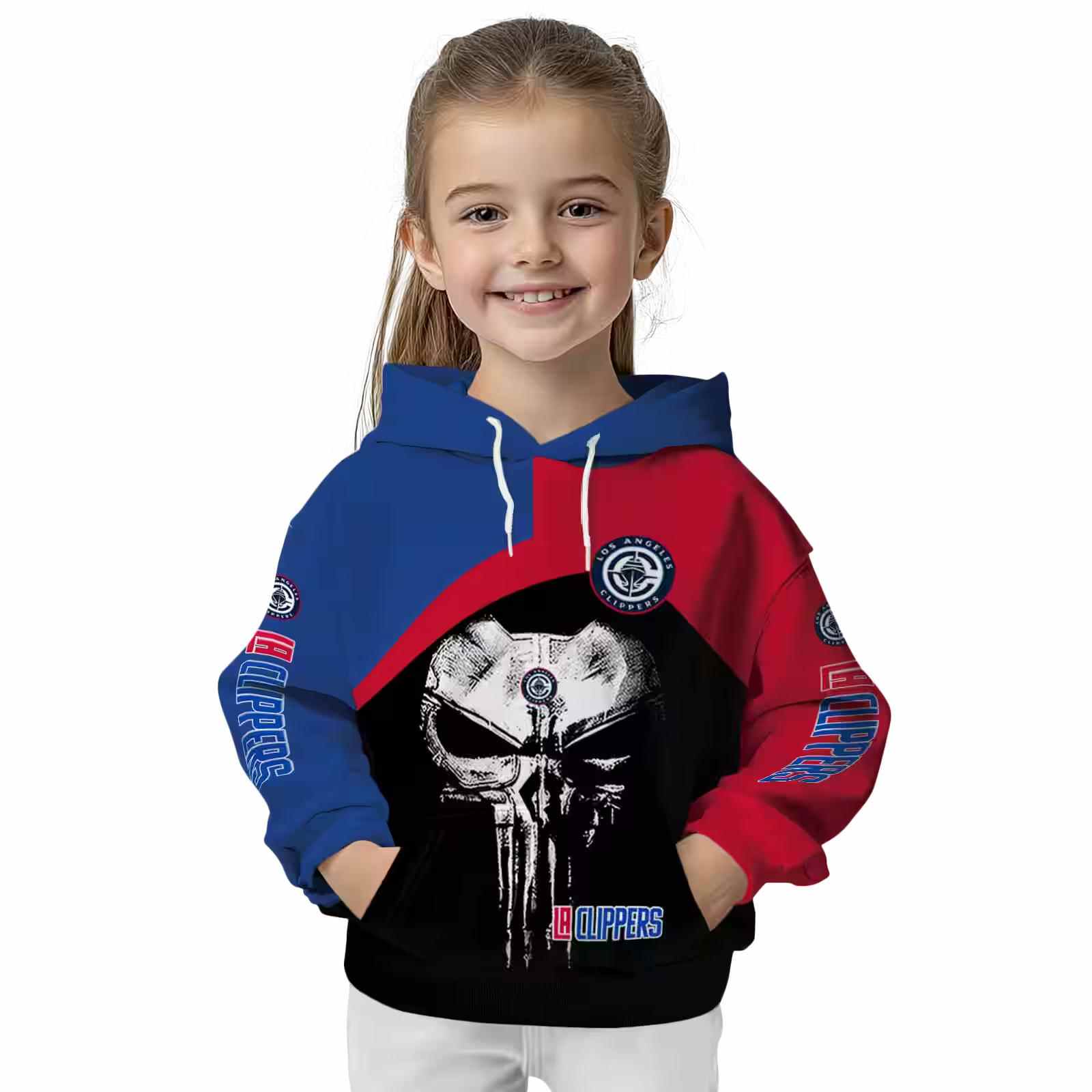 los angeles clippers skull punisher blue black hoodie top rated