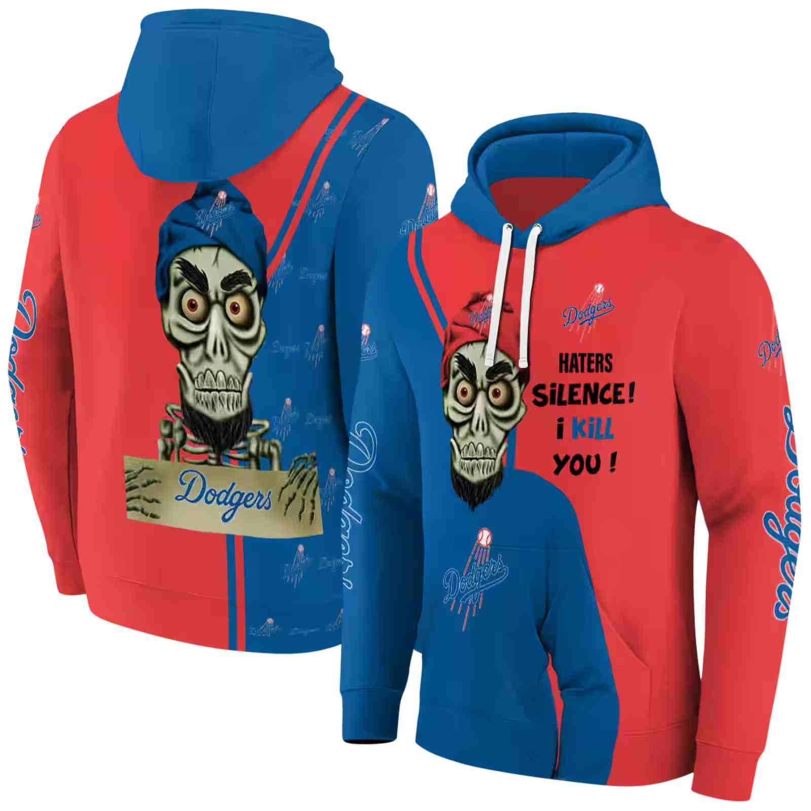 los angeles dodgers achmed skull blue hoodie fashion forward