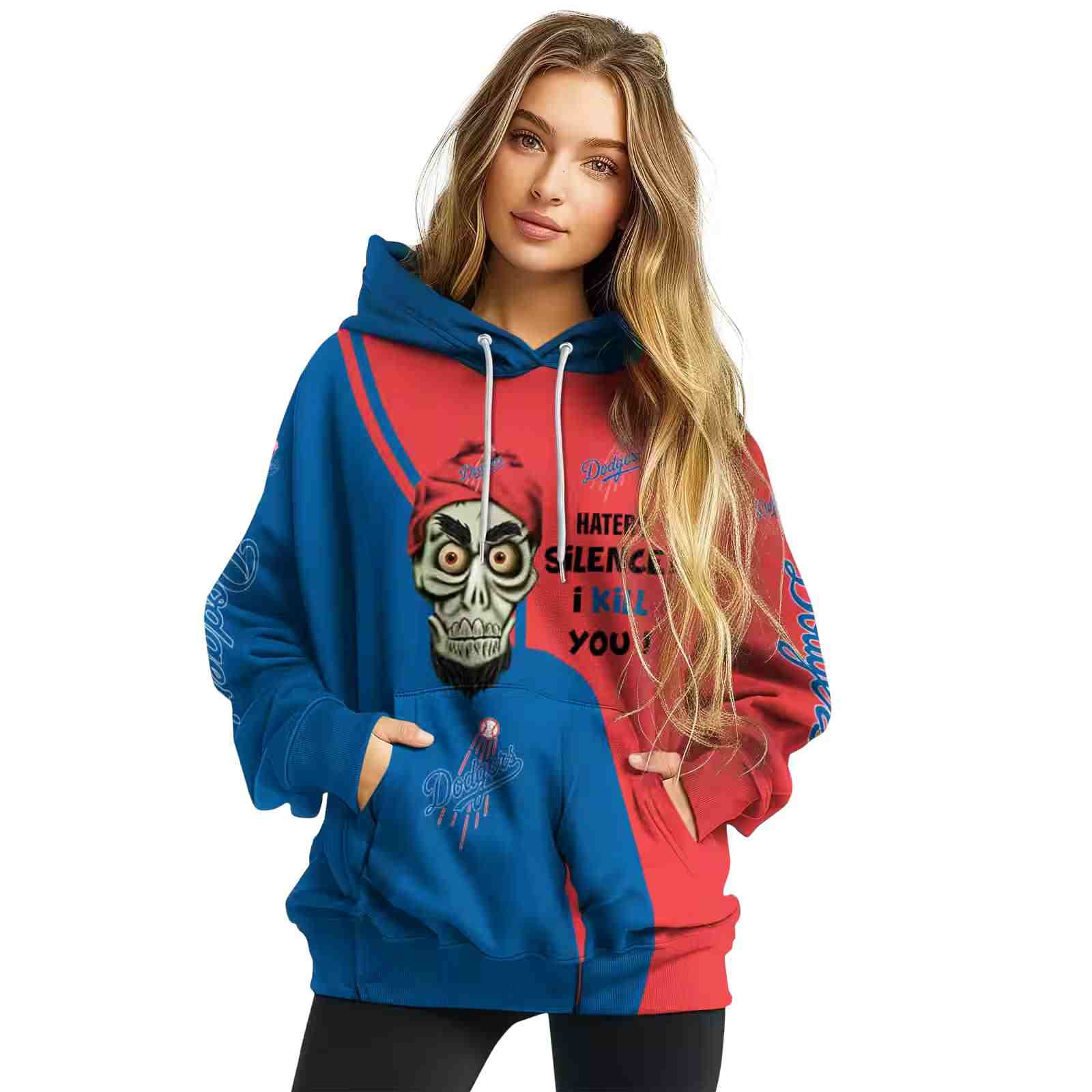 los angeles dodgers achmed skull blue hoodie high quality