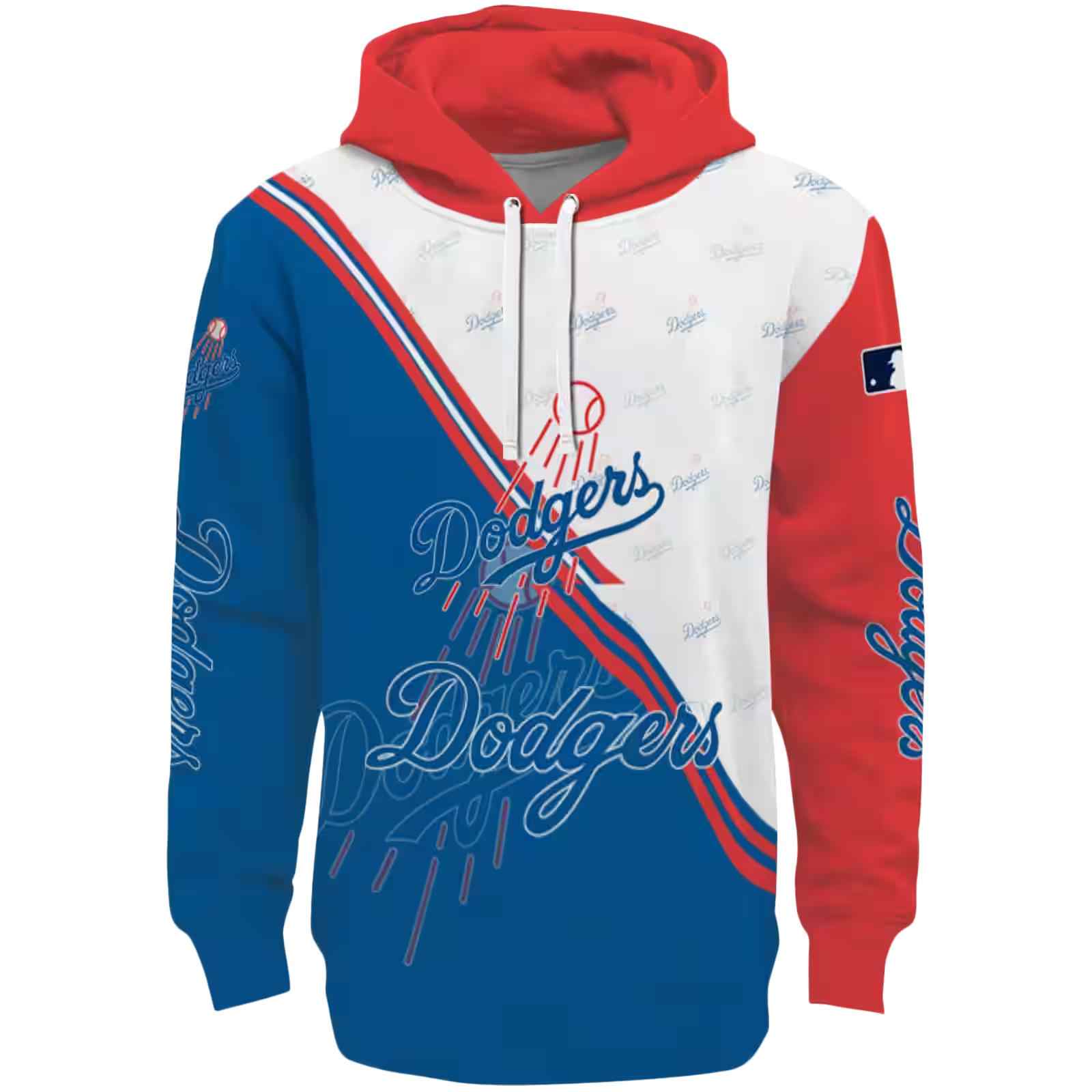 Los Angeles Dodgers Diagonal Stripe Blue White Hoodie