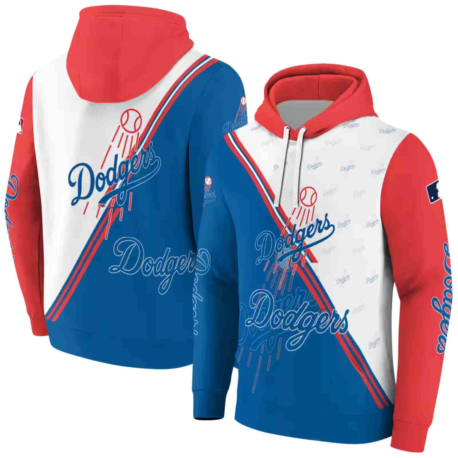 los angeles dodgers diagonal stripe blue white hoodie fashion forward