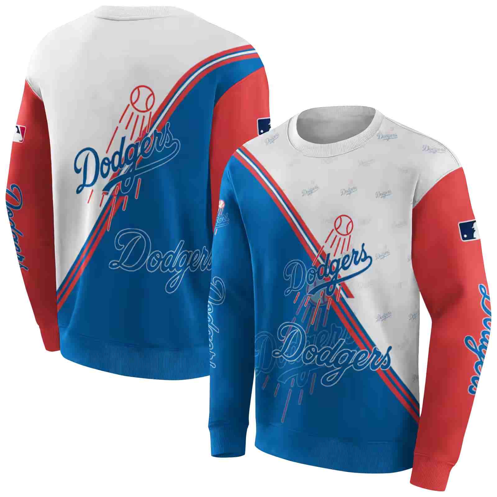 los angeles dodgers diagonal stripe blue white hoodie premium grade