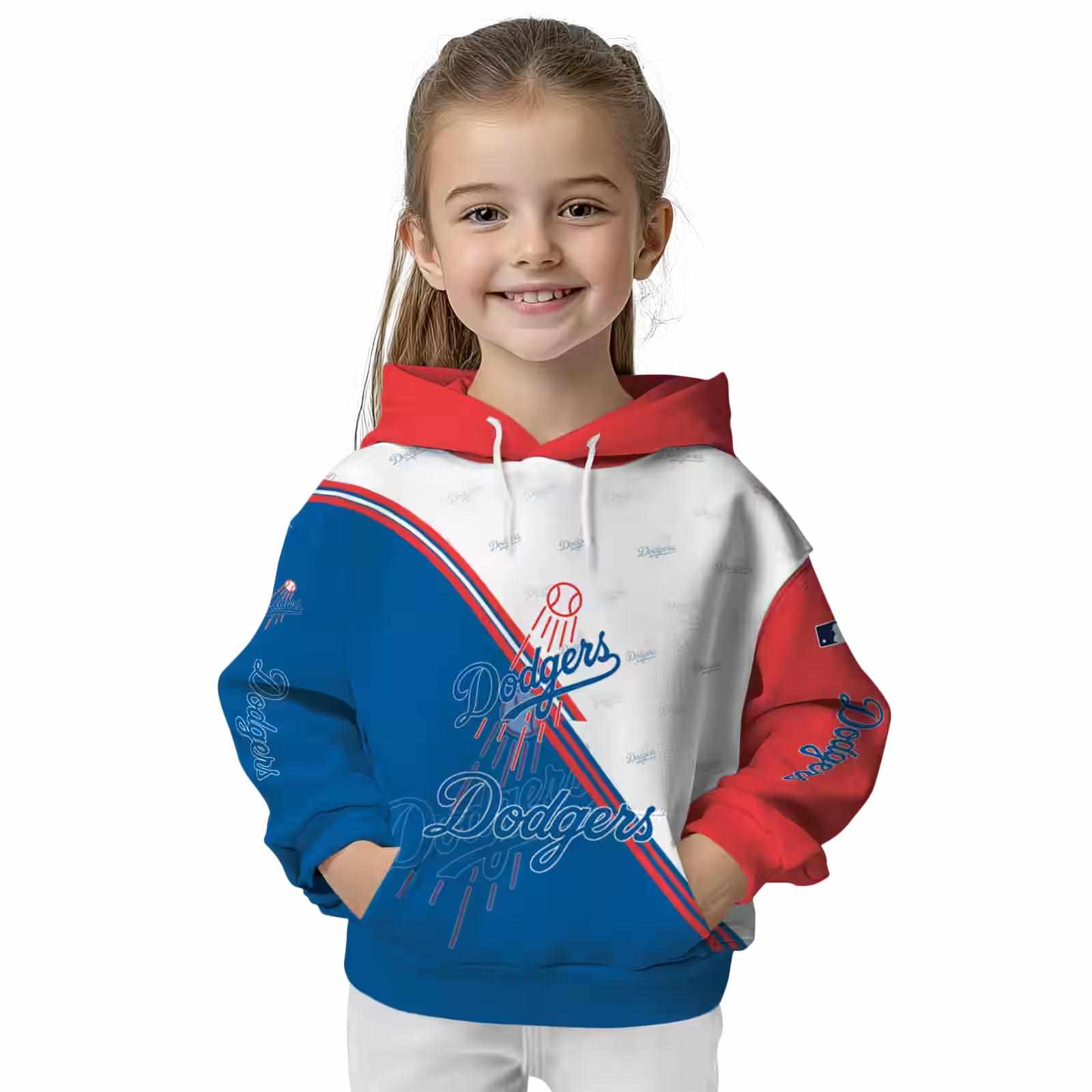 los angeles dodgers diagonal stripe blue white hoodie top rated