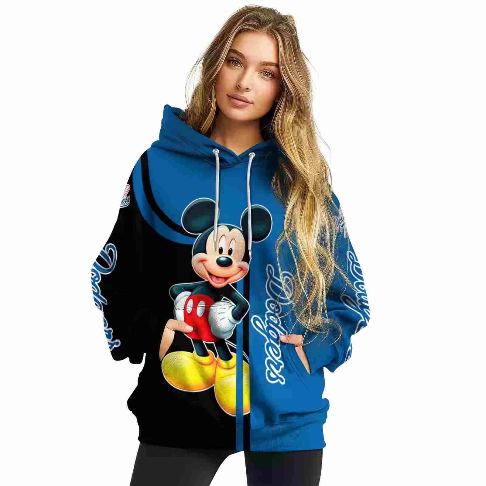 los angeles dodgers mickey mouse blue black hoodie high quality