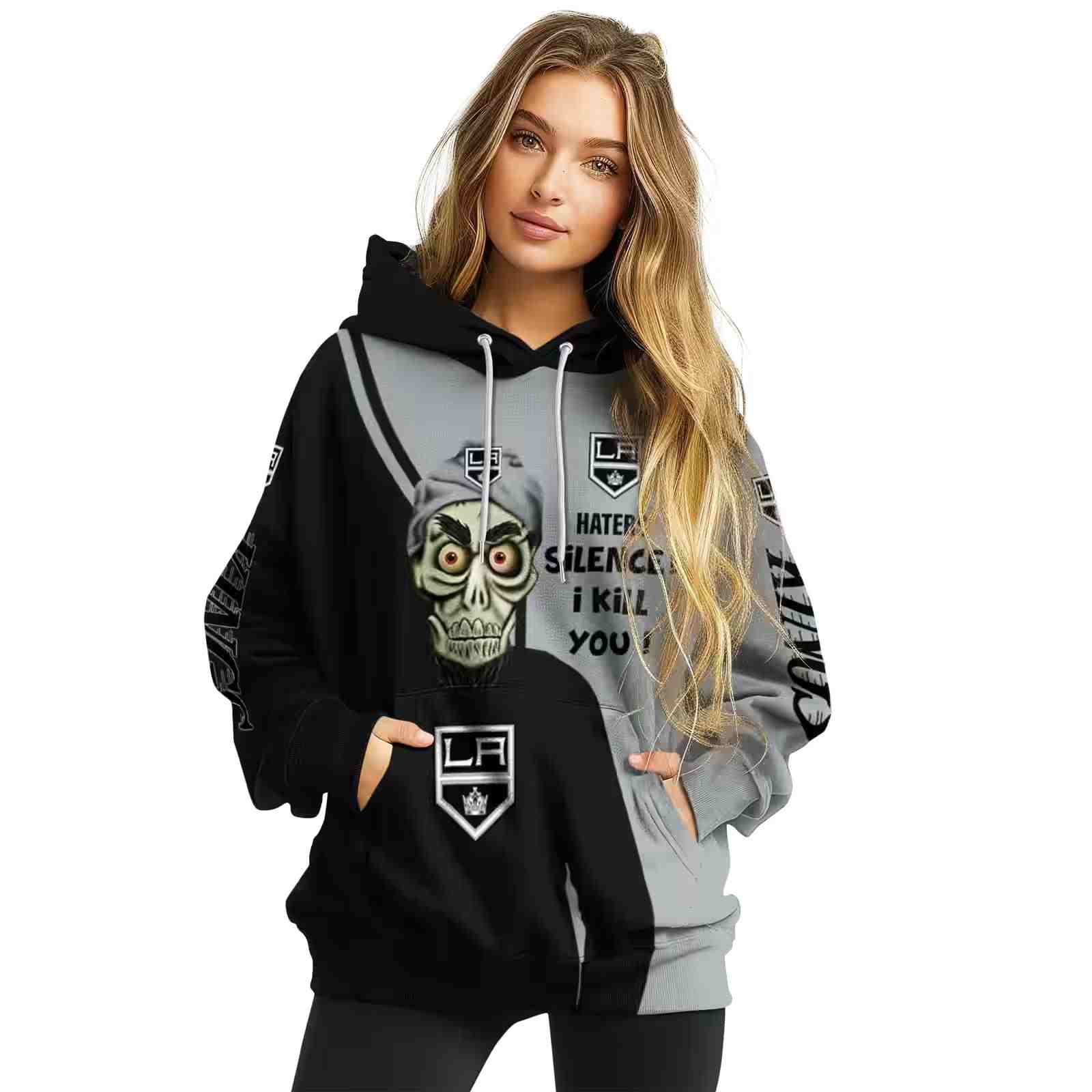 los angeles kings achmed skull black hoodie high quality