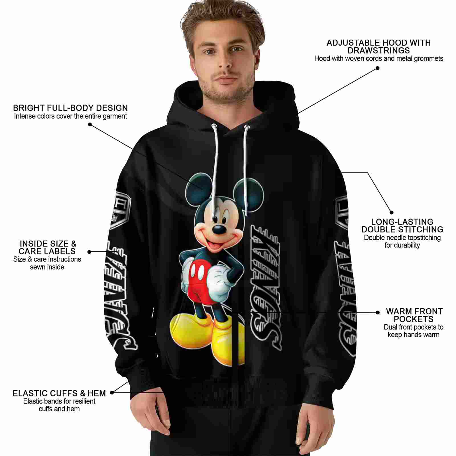 los angeles kings mickey mouse black hoodie latest model