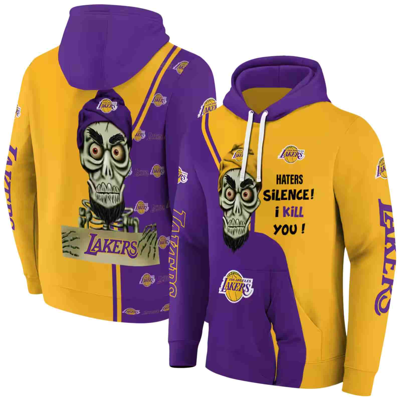 los angeles lakers achmed skull purple hoodie fashion forward