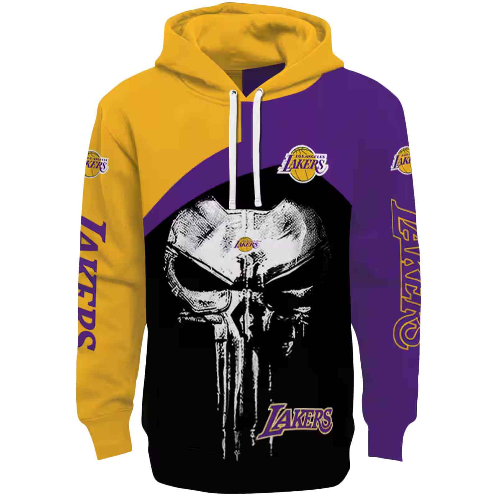 Los Angeles Lakers Skull Punisher Gold Black Hoodie