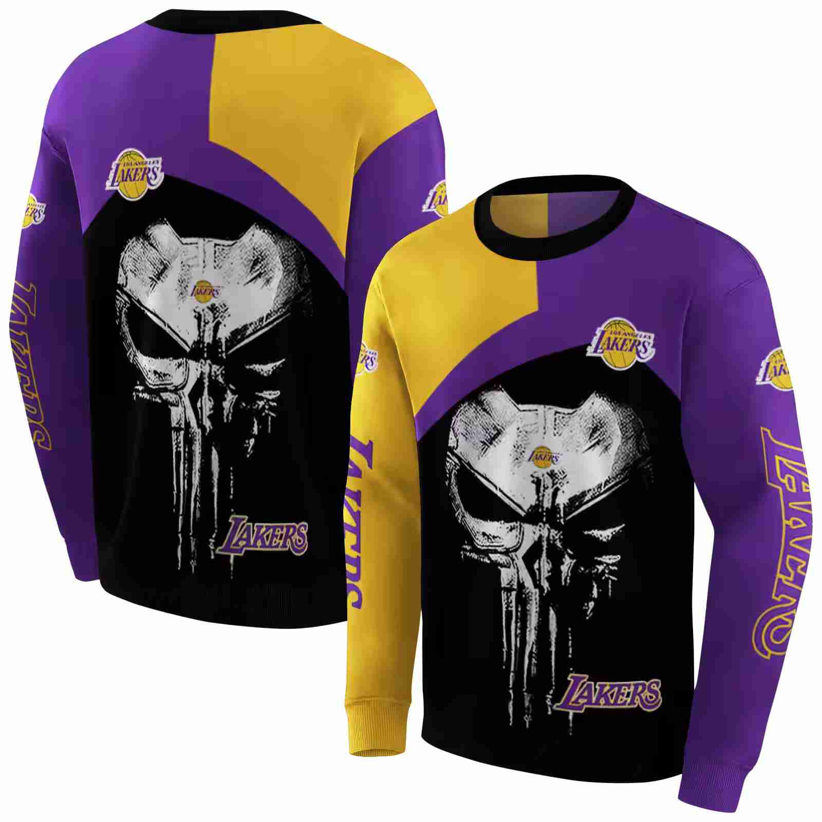 los angeles lakers skull punisher gold black hoodie premium grade