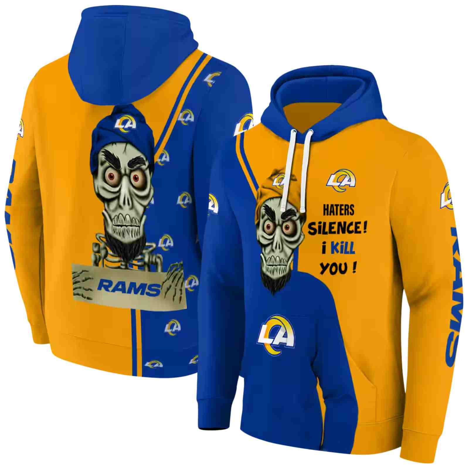 los angeles rams achmed skull blue hoodie fashion forward