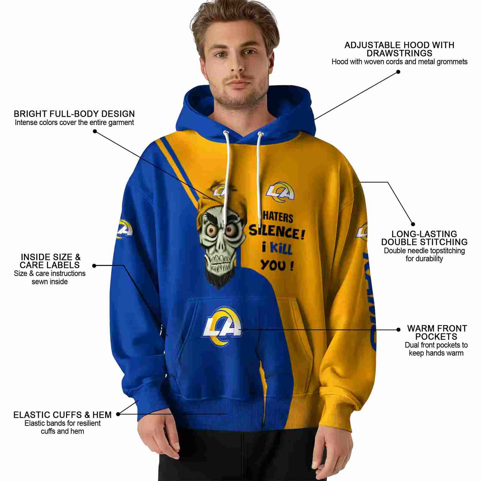 los angeles rams achmed skull blue hoodie latest model