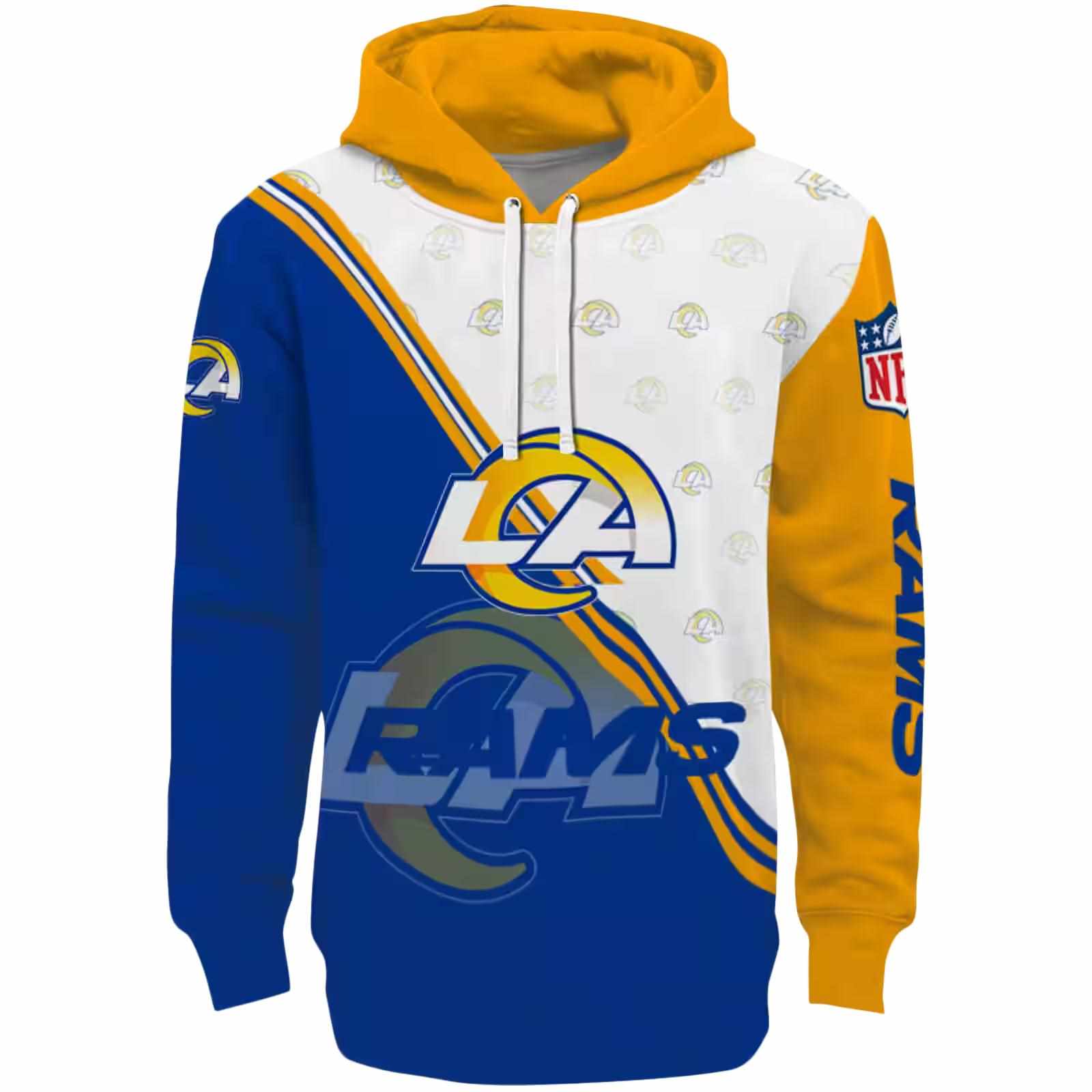 Los Angeles Rams Diagonal Stripe Blue White Hoodie