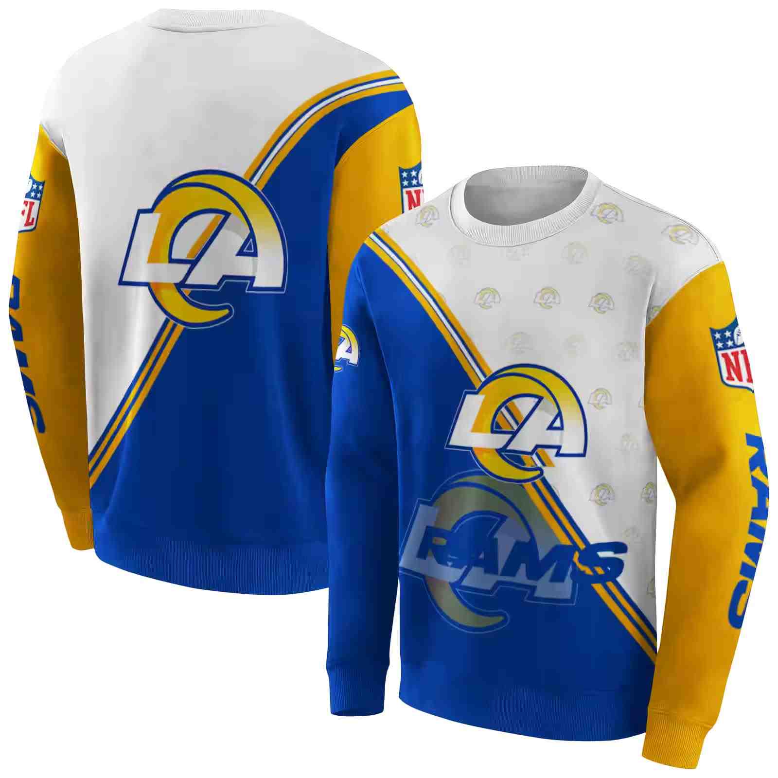 los angeles rams diagonal stripe blue white hoodie premium grade