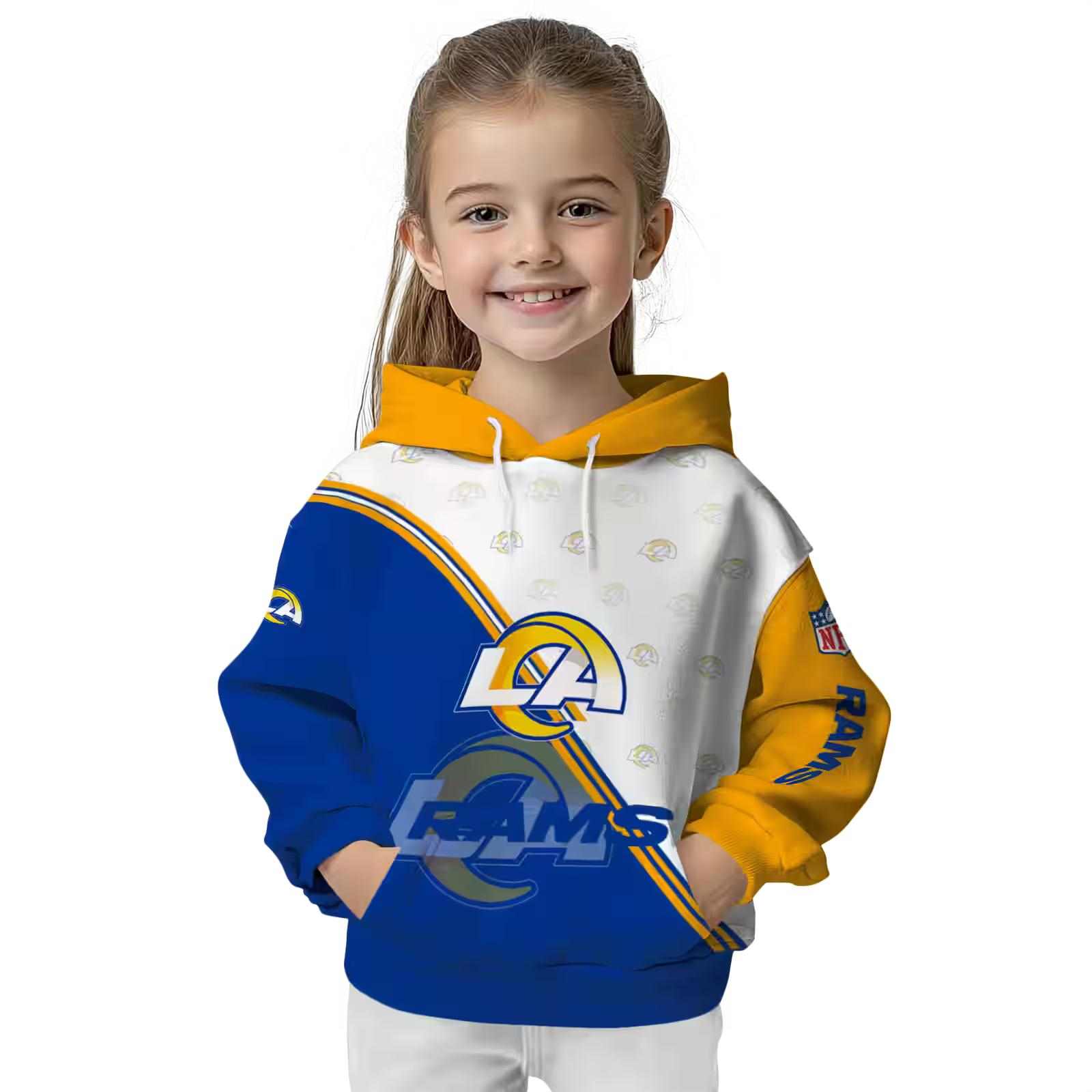 los angeles rams diagonal stripe blue white hoodie top rated