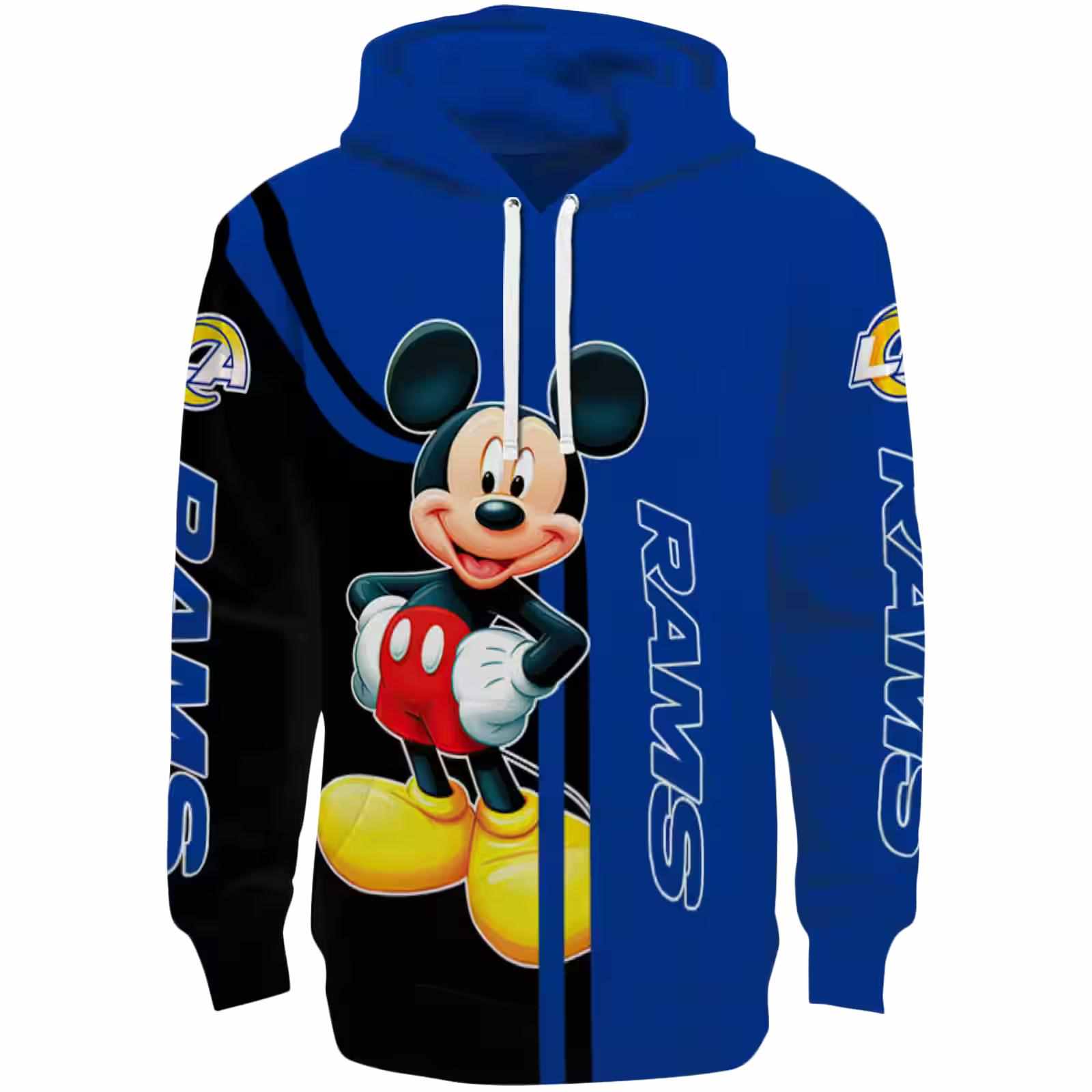 Los Angeles Rams Mickey Mouse Blue Black Hoodie