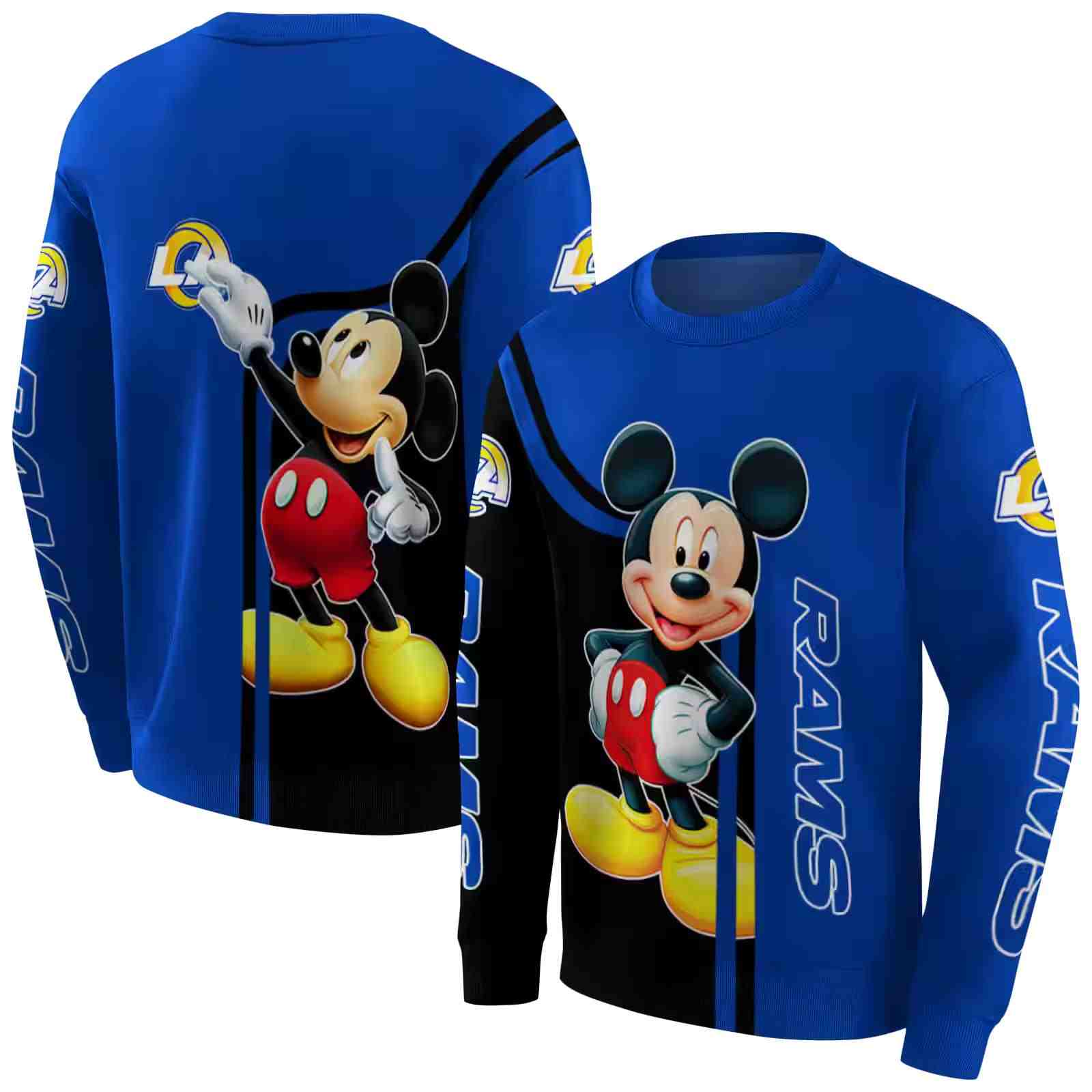 los angeles rams mickey mouse blue black hoodie premium grade