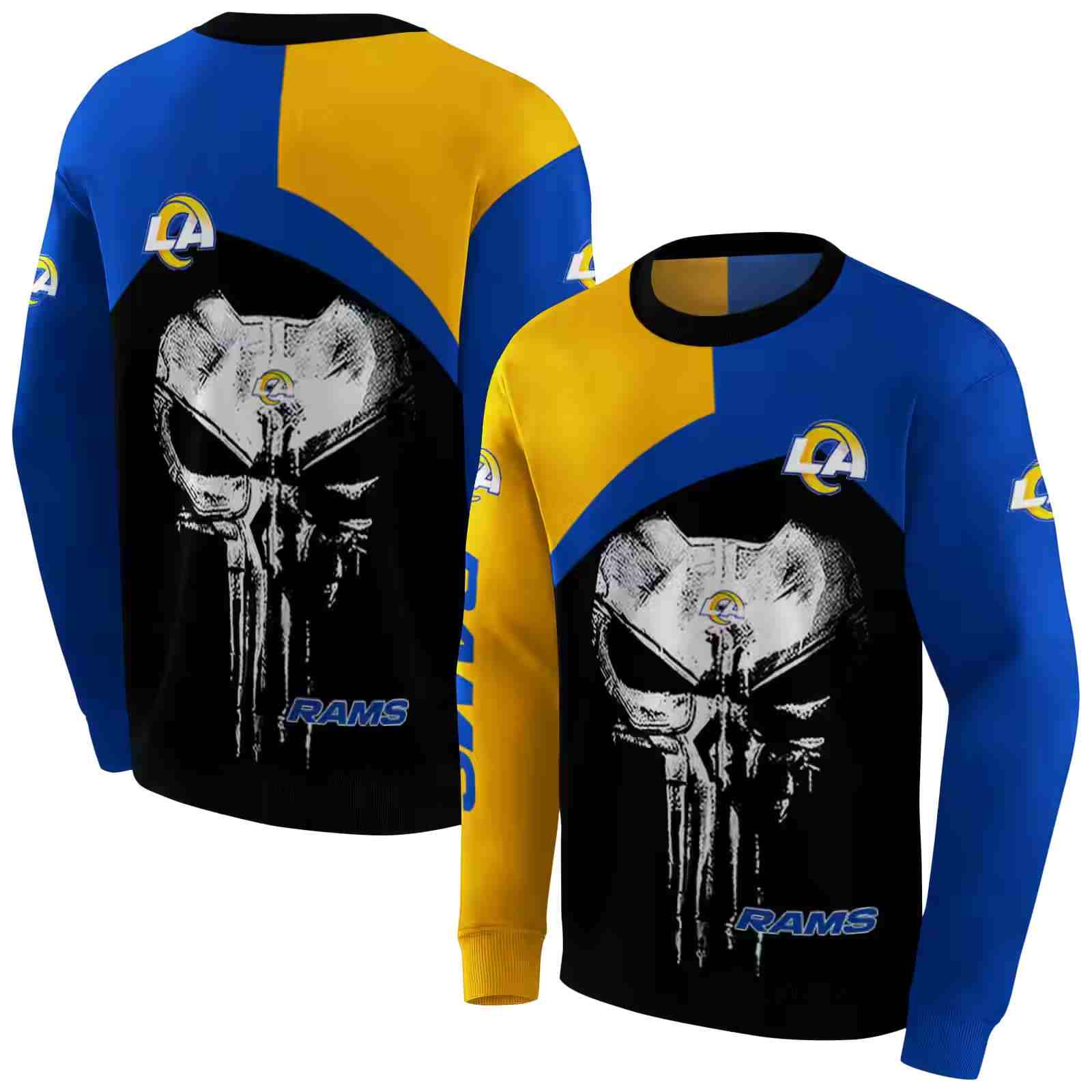 los angeles rams skull punisher orange black hoodie premium grade