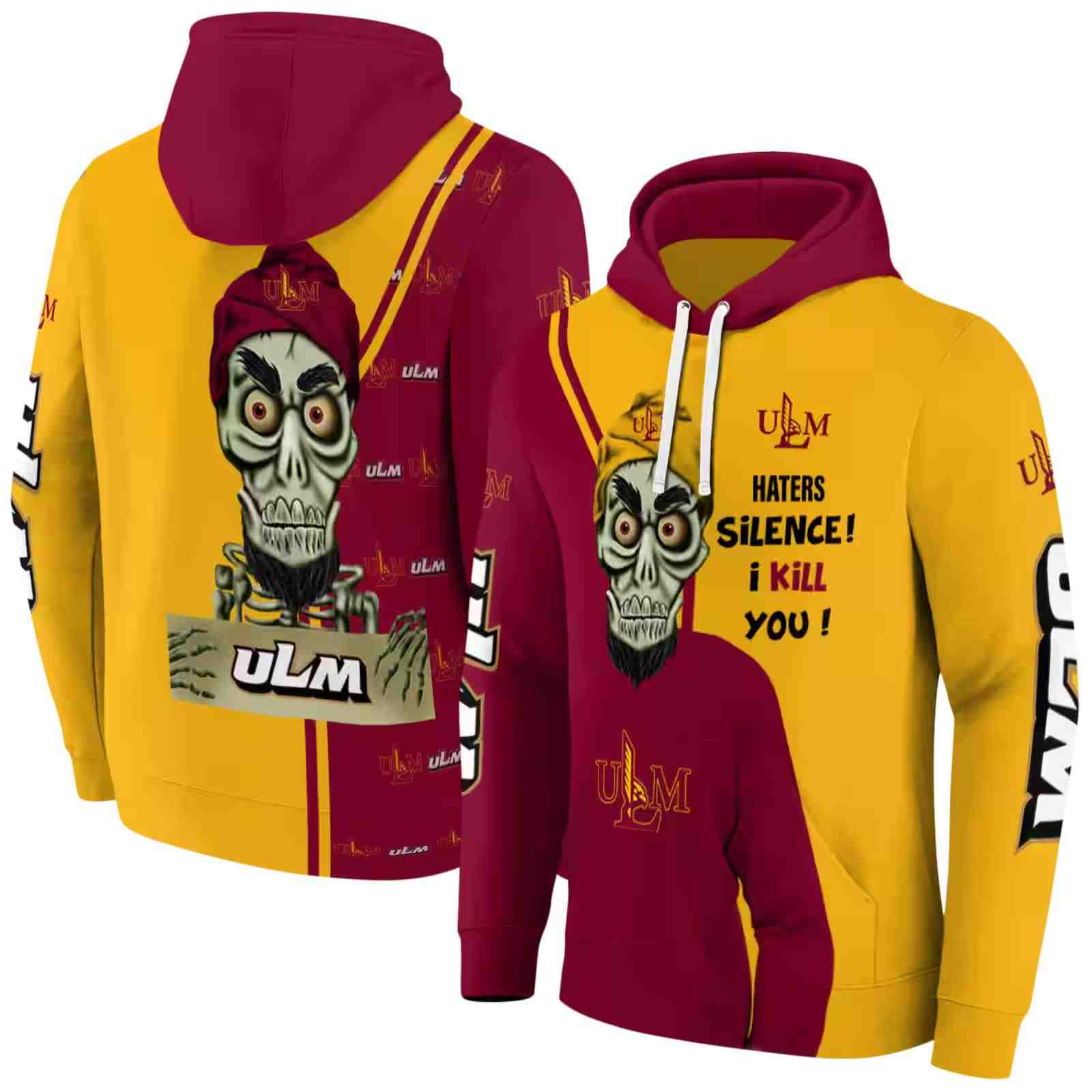 louisiana monroe warhawks achmed skull red hoodie fashion forward