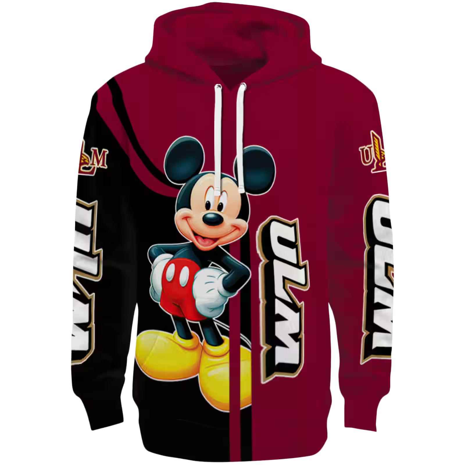 Louisiana-Monroe Warhawks Mickey Mouse Red Black Hoodie
