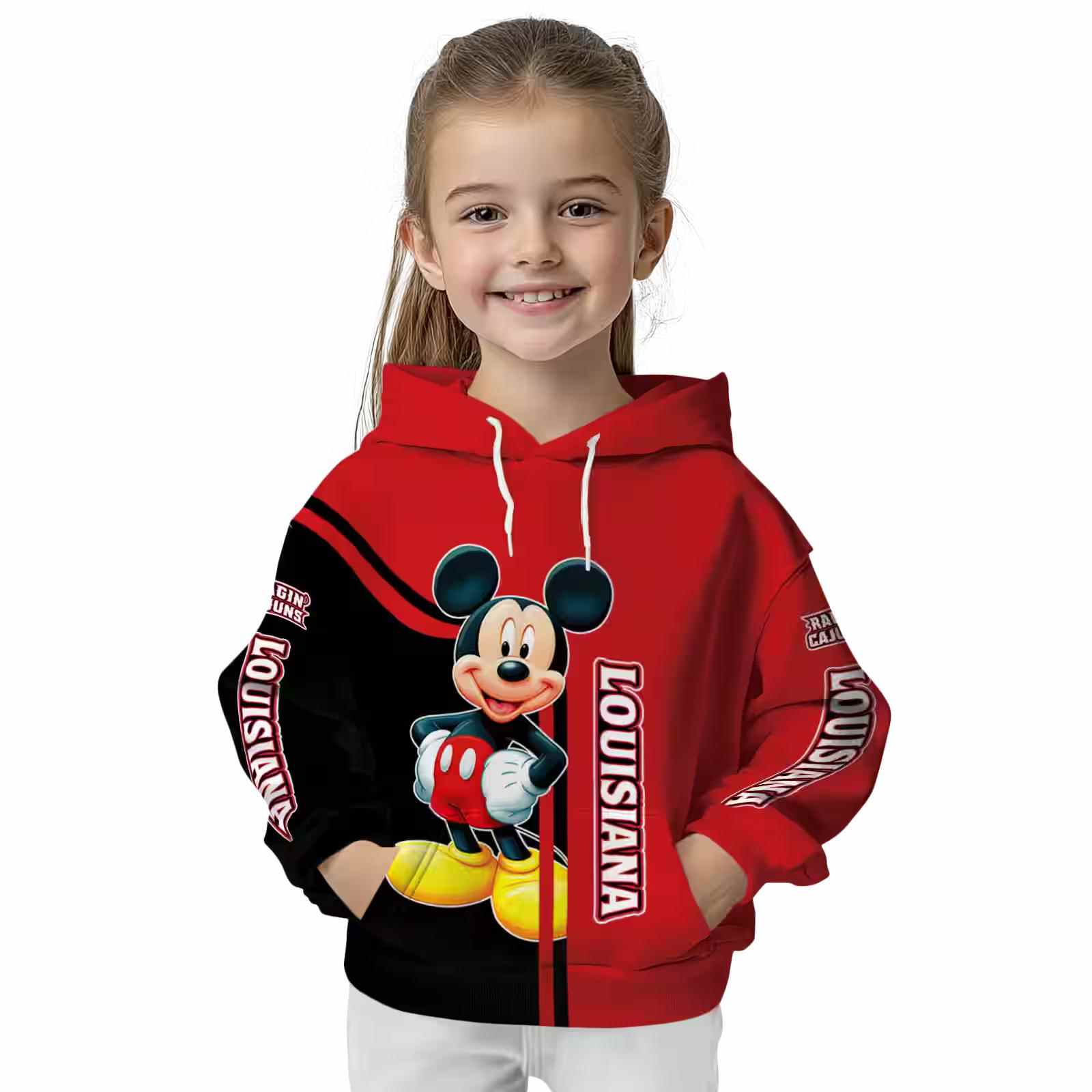 louisiana ragin cajuns mickey mouse red black hoodie top rated