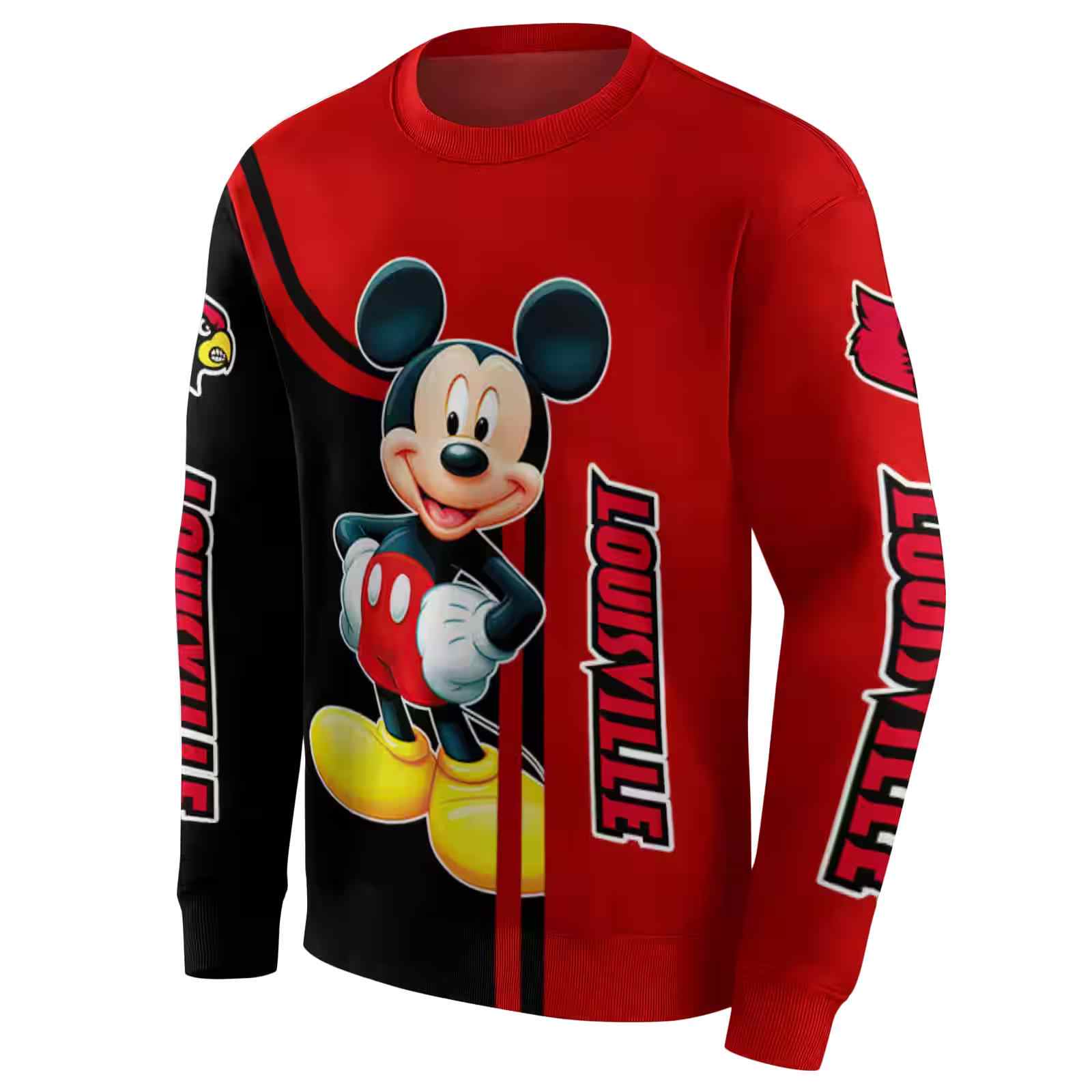 louisville cardinals mickey mouse red black hoodie new arrival