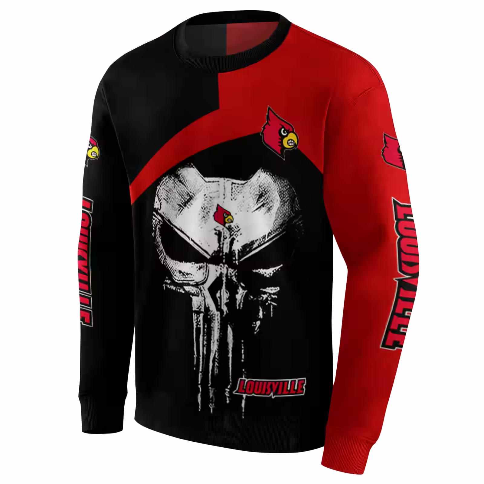 louisville cardinals skull punisher black hoodie new arrival