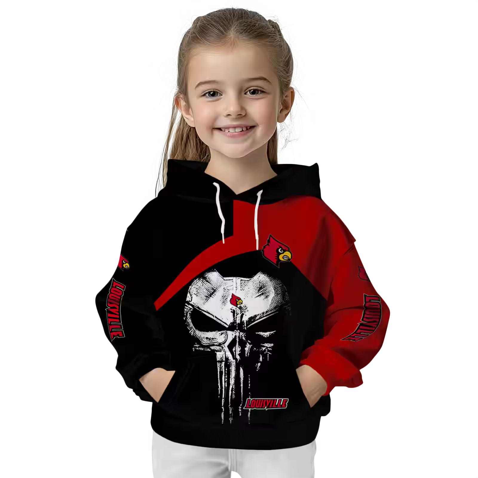 louisville cardinals skull punisher black hoodie top rated