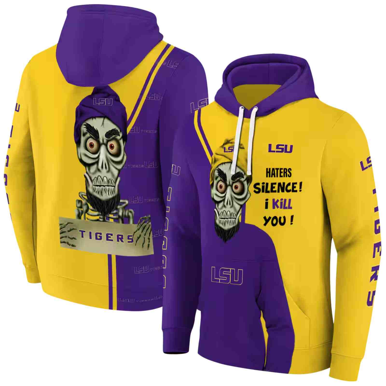 lsu tigers achmed skull purple hoodie fashion forward