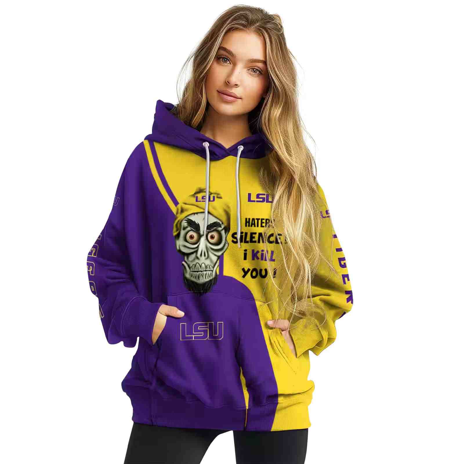 lsu tigers achmed skull purple hoodie high quality