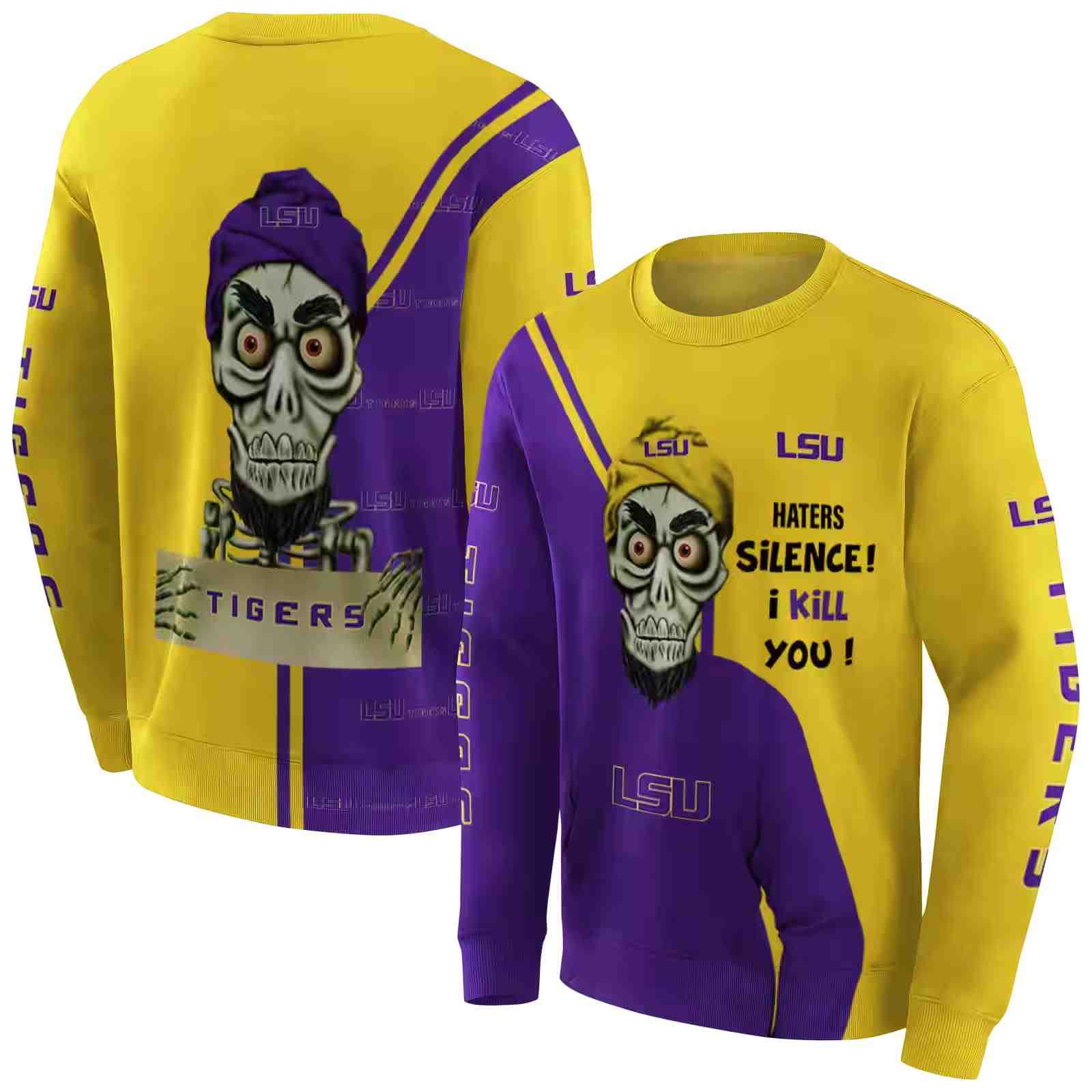 lsu tigers achmed skull purple hoodie premium grade