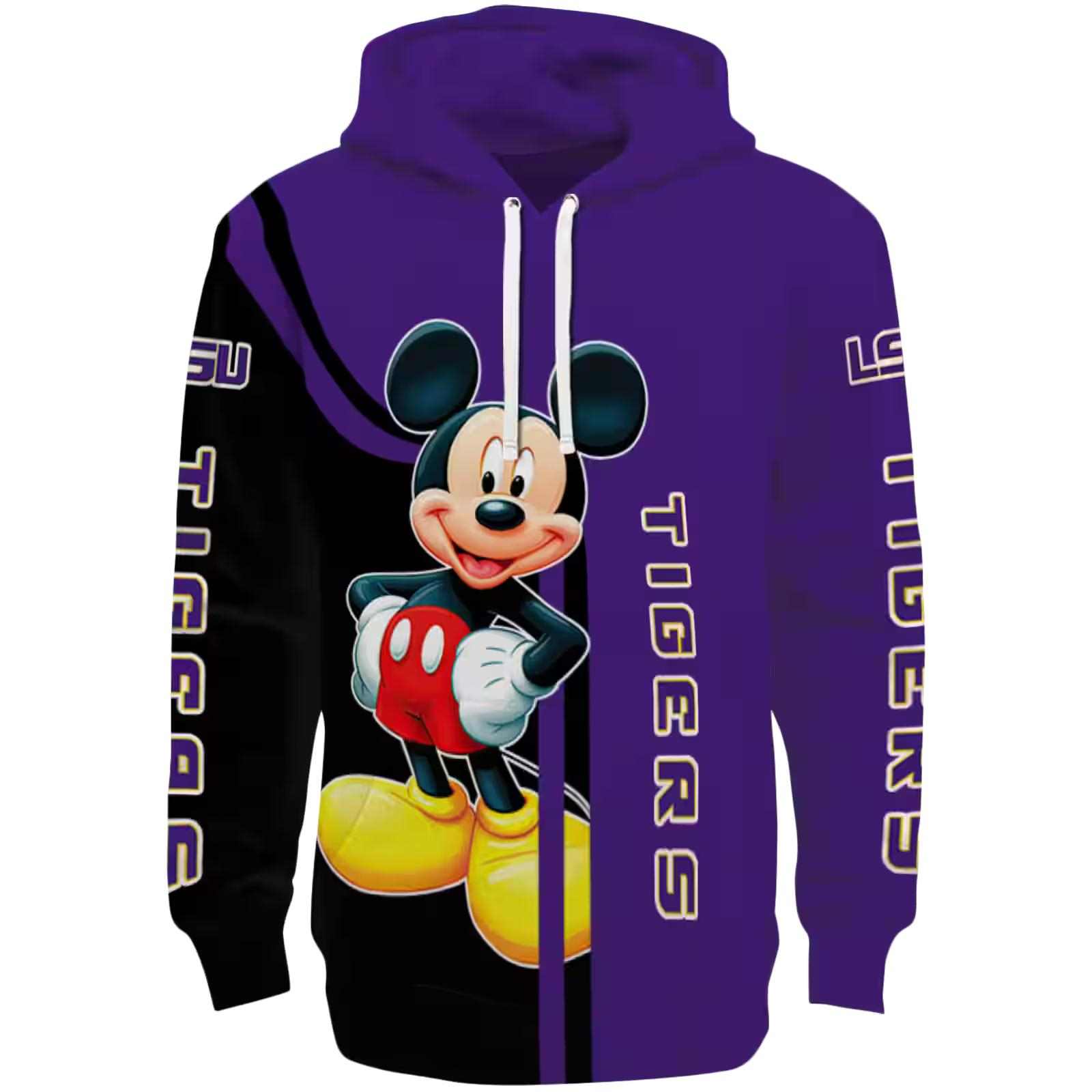 LSU Tigers Mickey Mouse Purple Black Hoodie